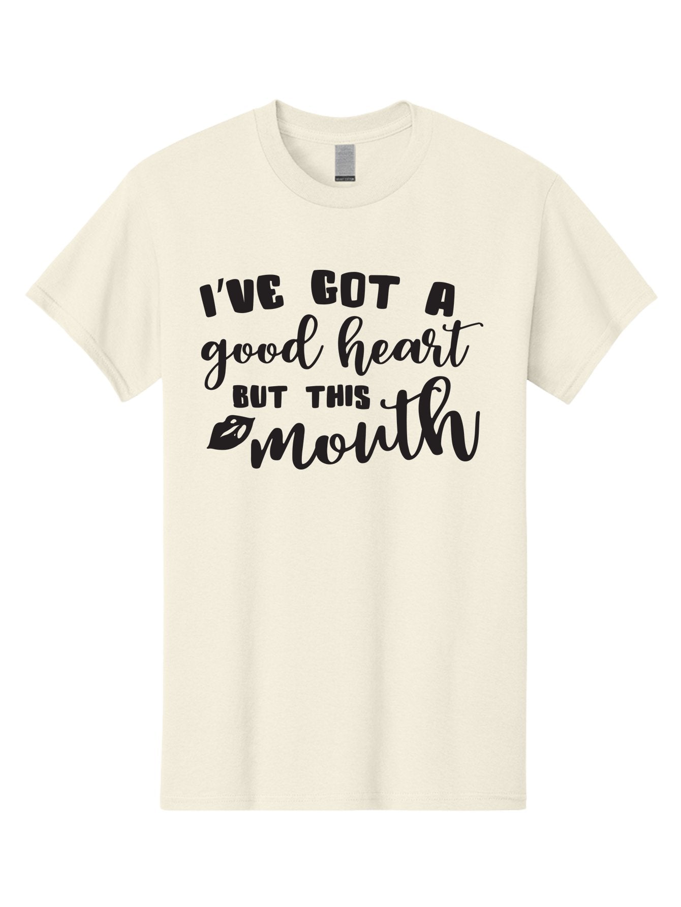 I-Ve-Got-A-Good-Heart-But-This-Mouth Men'S Graphic Tee, 100% Cotton, Comfortable Casual Summer Wear, Machine Washable, Sassy Quote, Good Heart, Lip Prints, Sassy Mouth, Funny Saying, Attitude Quote, Witty Phrase, Sarcastic Humor Aac880 8