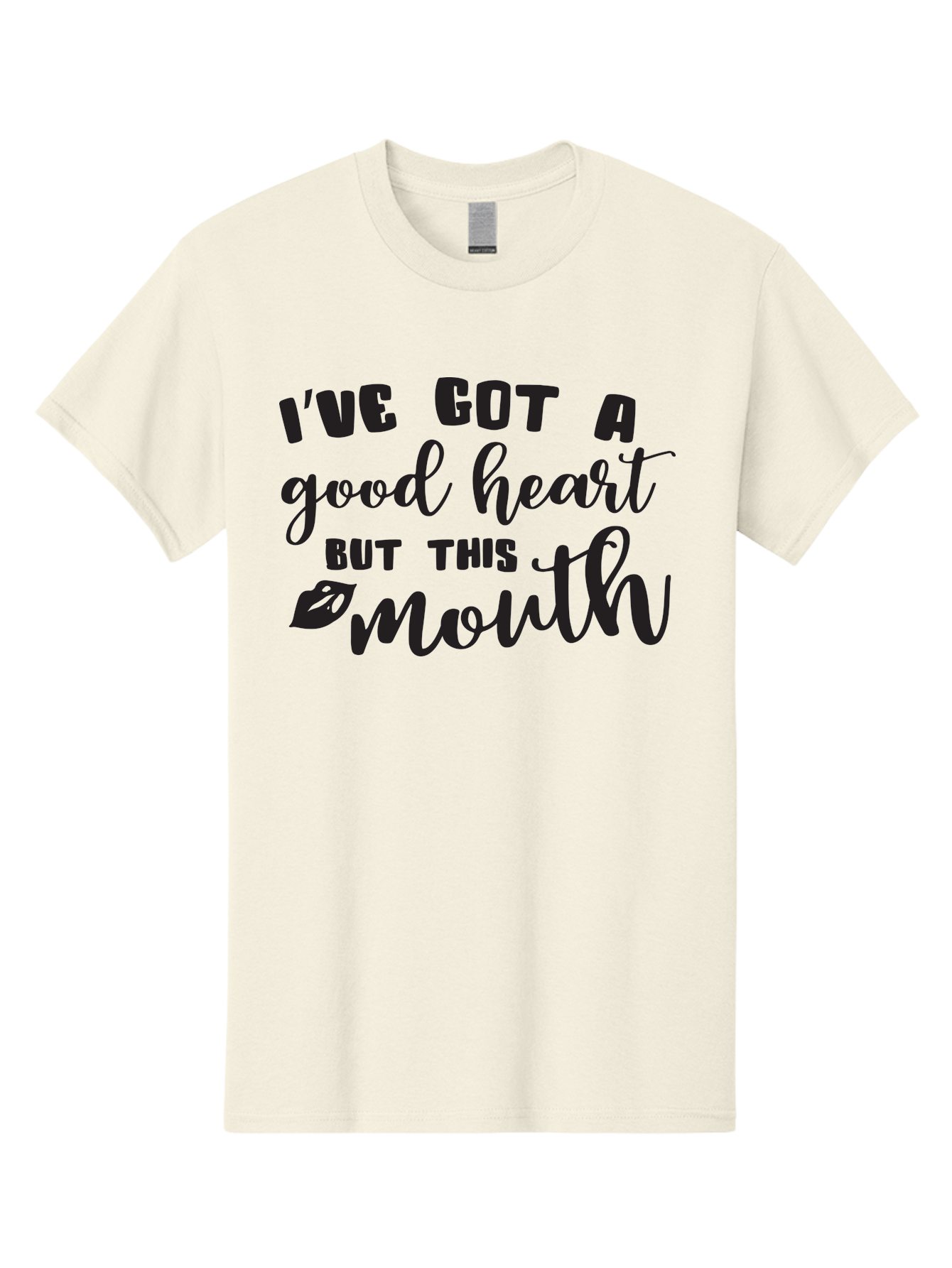 I-Ve-Got-A-Good-Heart-But-This-Mouth Men'S Graphic Tee, 100% Cotton, Comfortable Casual Summer Wear, Machine Washable, Sassy Quote, Good Heart, Lip Prints, Sassy Mouth, Funny Saying, Attitude Quote, Witty Phrase, Sarcastic Humor Aac880 11