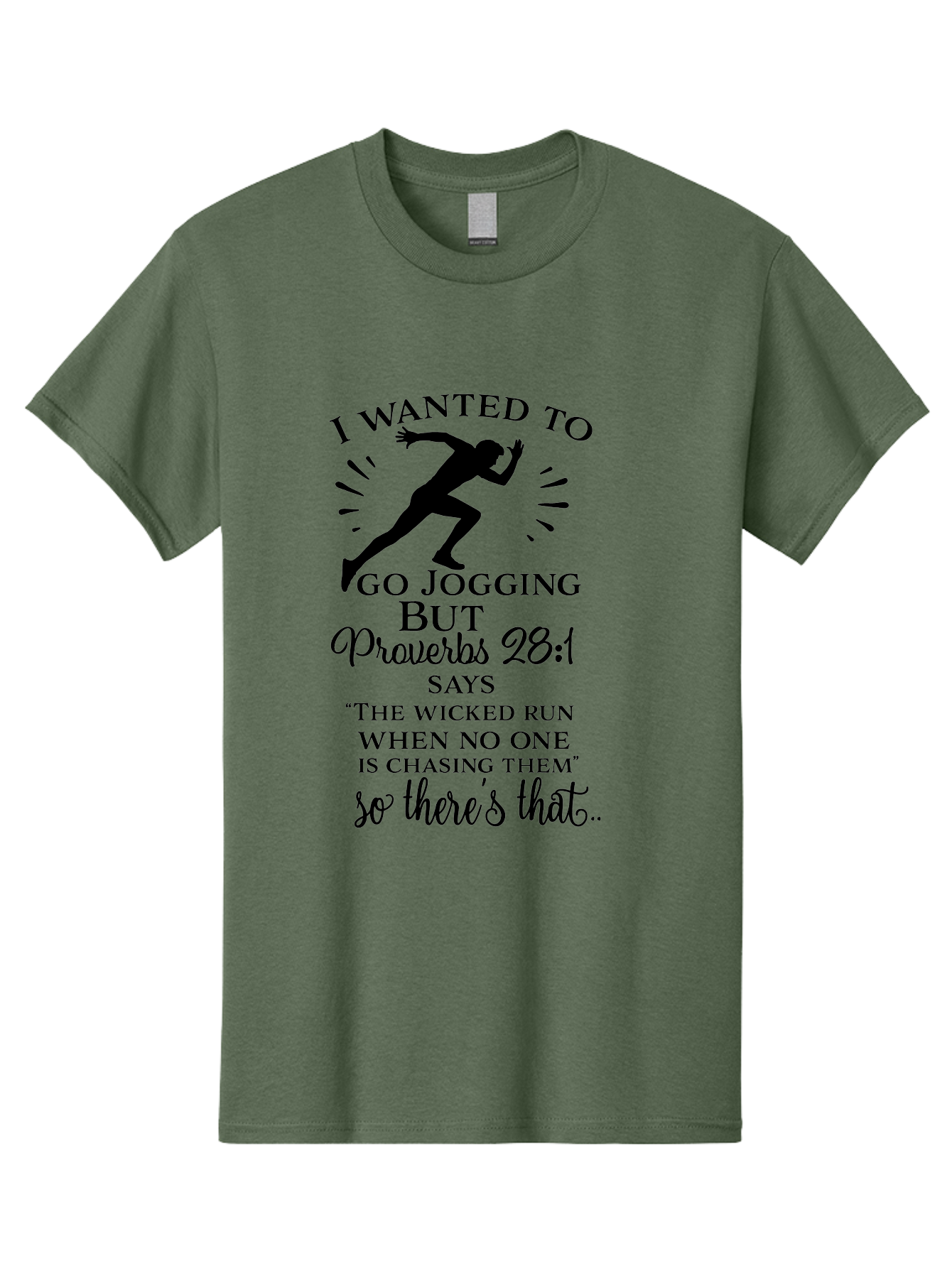I-Wanted-To-Go-Jogging Men'S Graphic Tee, 100% Cotton, Comfortable Casual Summer Wear, Machine Washable, Inspirational Quote, Running Joke, Proverbs 28:1, Jogging Humor, Biblical Humor, Christian Humor, Faith-Based Humor, Funny Running Quote, Aac883 21