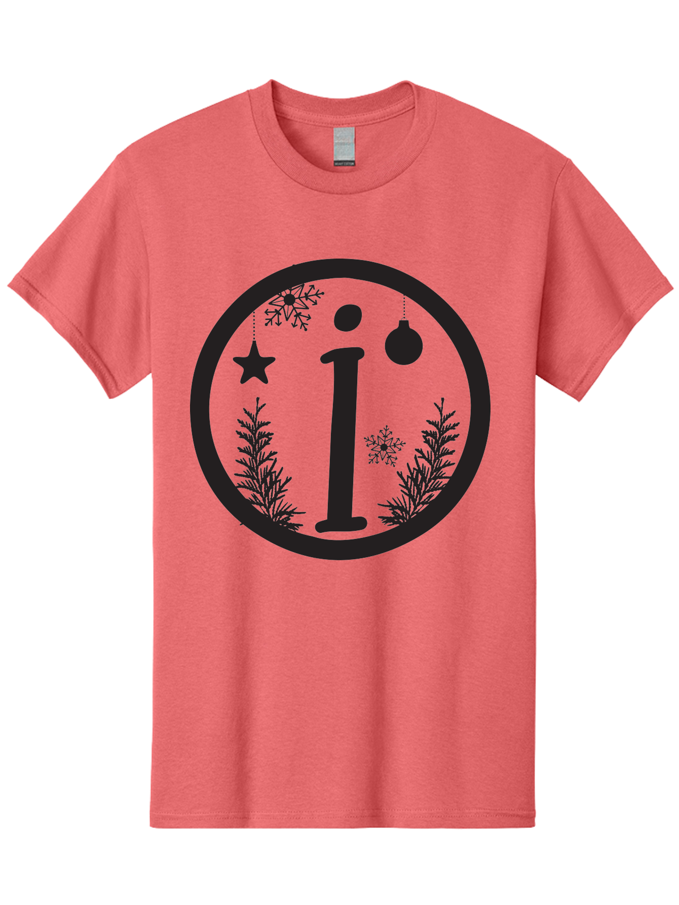 I Men'S Graphic Tee, 100% Cotton, Comfortable Casual Summer Wear, Machine Washable, Lowercase I, Christmas Ornaments, Snowflakes, Festive Decorations, Holiday Theme, Winter Scene, Star Decoration, Sprigs Of Evergreen Aac889 5