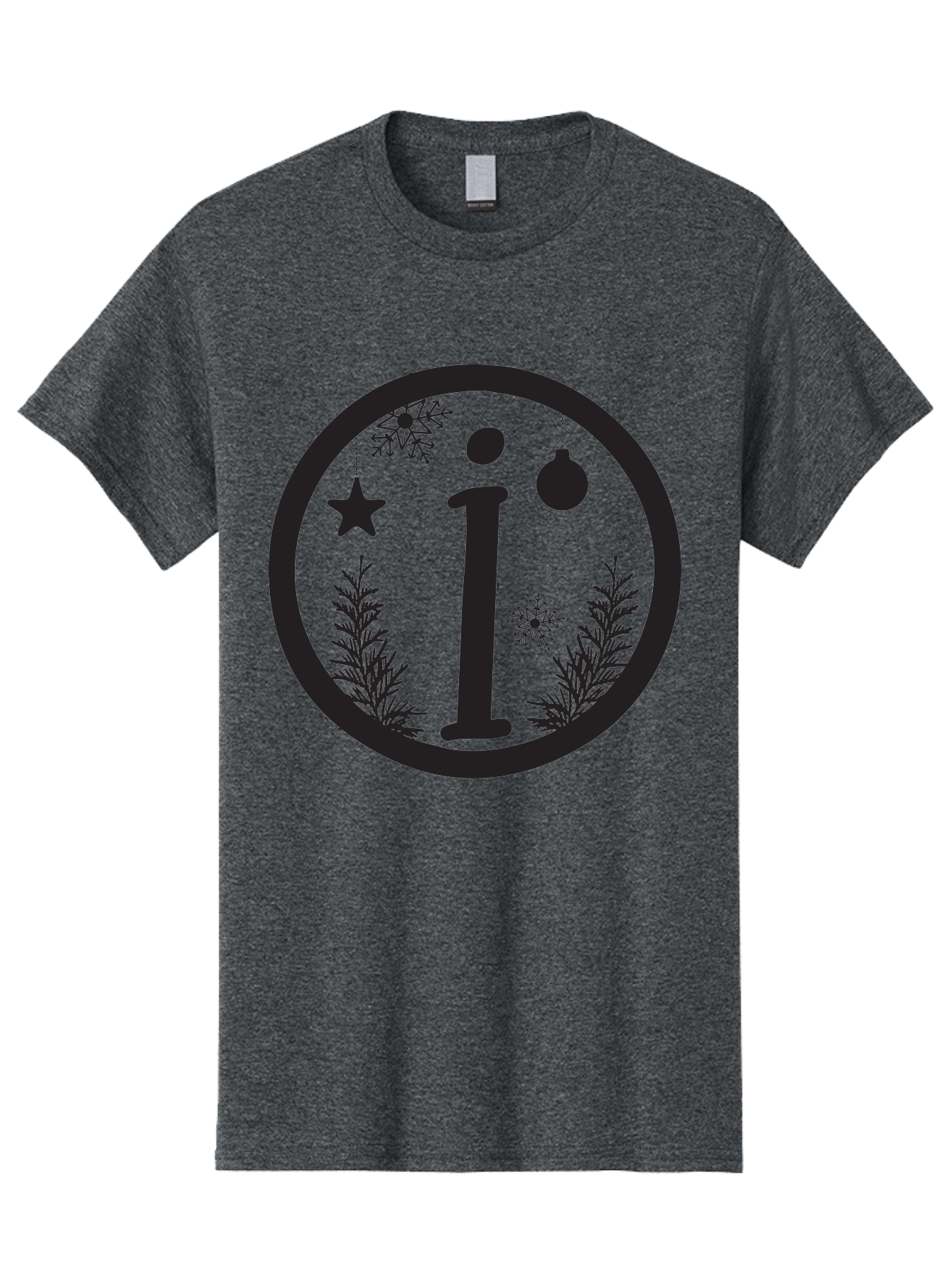 I Men'S Graphic Tee, 100% Cotton, Comfortable Casual Summer Wear, Machine Washable, Lowercase I, Christmas Ornaments, Snowflakes, Festive Decorations, Holiday Theme, Winter Scene, Star Decoration, Sprigs Of Evergreen Aac889 17
