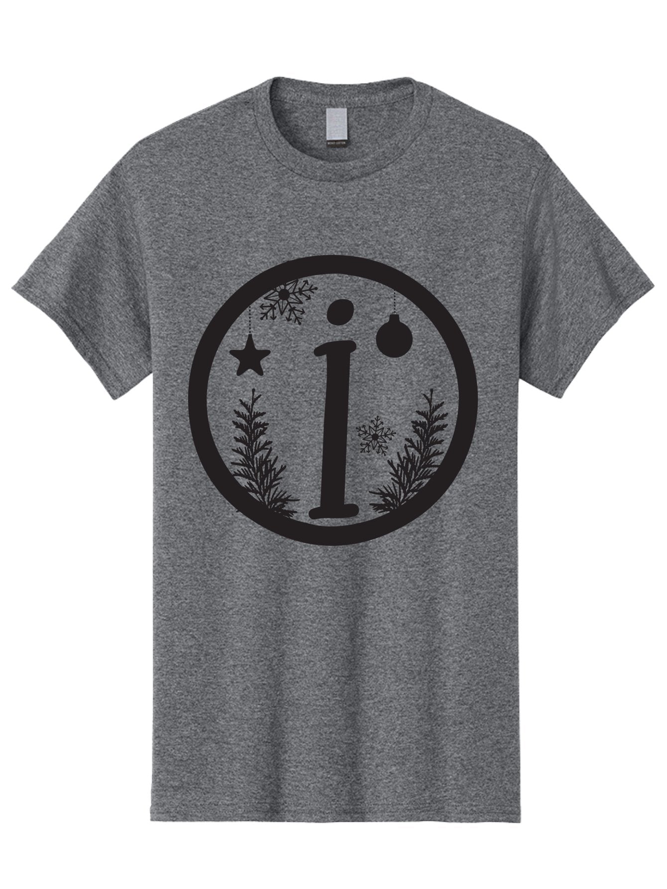 I Men'S Graphic Tee, 100% Cotton, Comfortable Casual Summer Wear, Machine Washable, Lowercase I, Christmas Ornaments, Snowflakes, Festive Decorations, Holiday Theme, Winter Scene, Star Decoration, Sprigs Of Evergreen Aac889 15