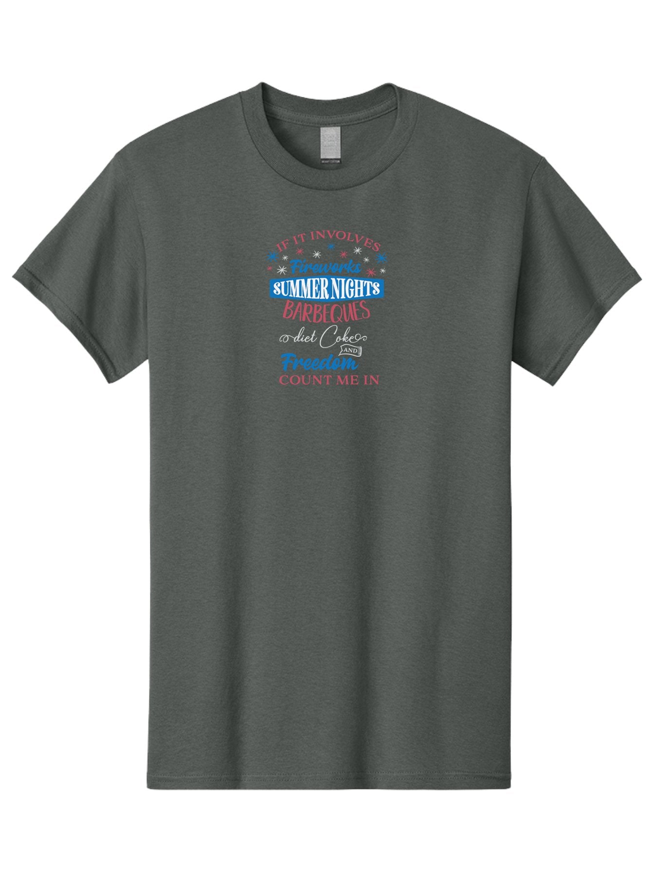 If-It-Involves Men'S Graphic Tee, 100% Cotton, Comfortable Casual Summer Wear, Machine Washable, Summer Vibes, Fireworks, Summer Nights, Barbecues, Diet Coke, Freedom, 4Th Of July, Independence Day, Patriotic Spirit Aac892 12