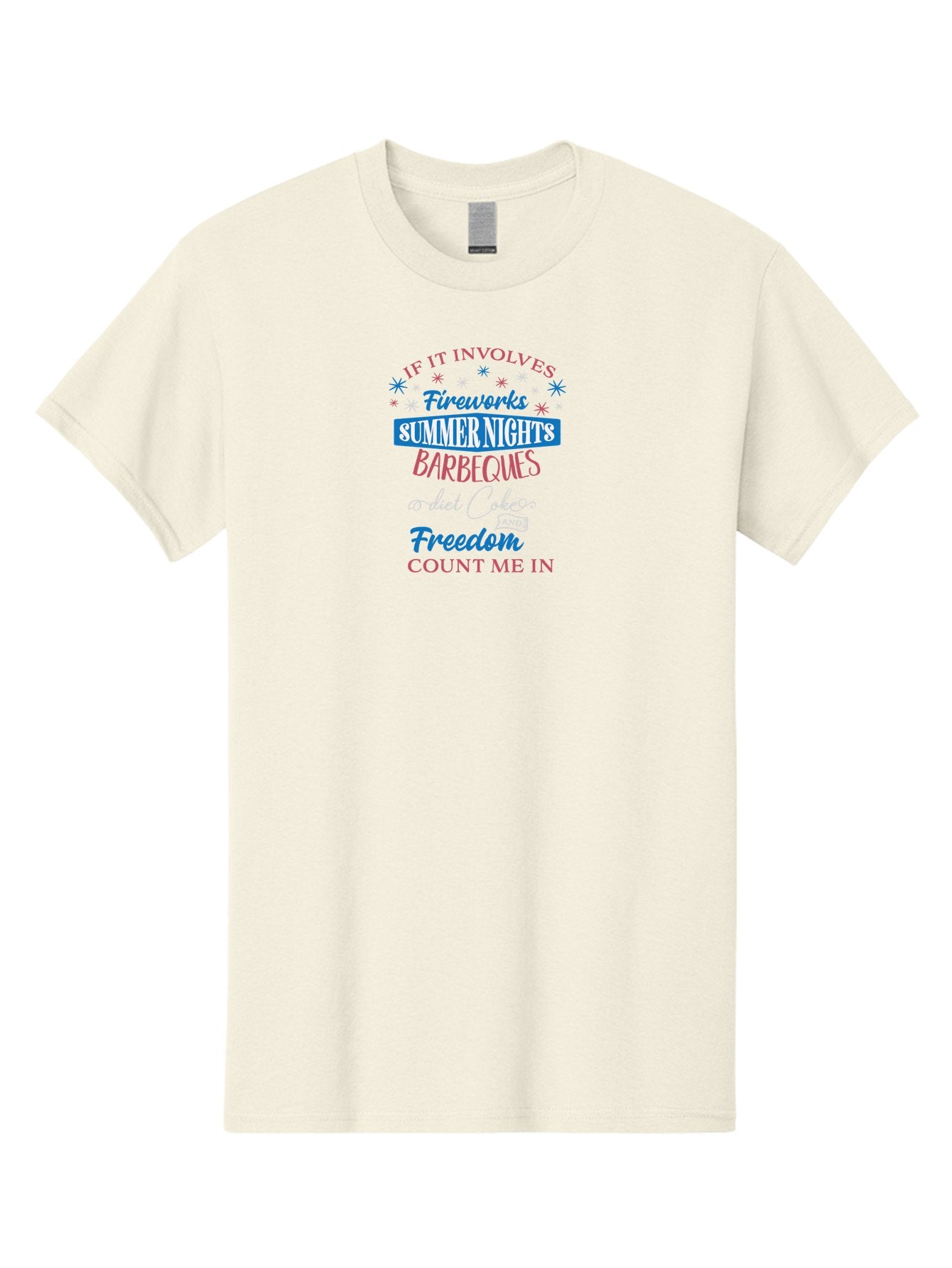 If-It-Involves Men'S Graphic Tee, 100% Cotton, Comfortable Casual Summer Wear, Machine Washable, Summer Vibes, Fireworks, Summer Nights, Barbecues, Diet Coke, Freedom, 4Th Of July, Independence Day, Patriotic Spirit Aac892