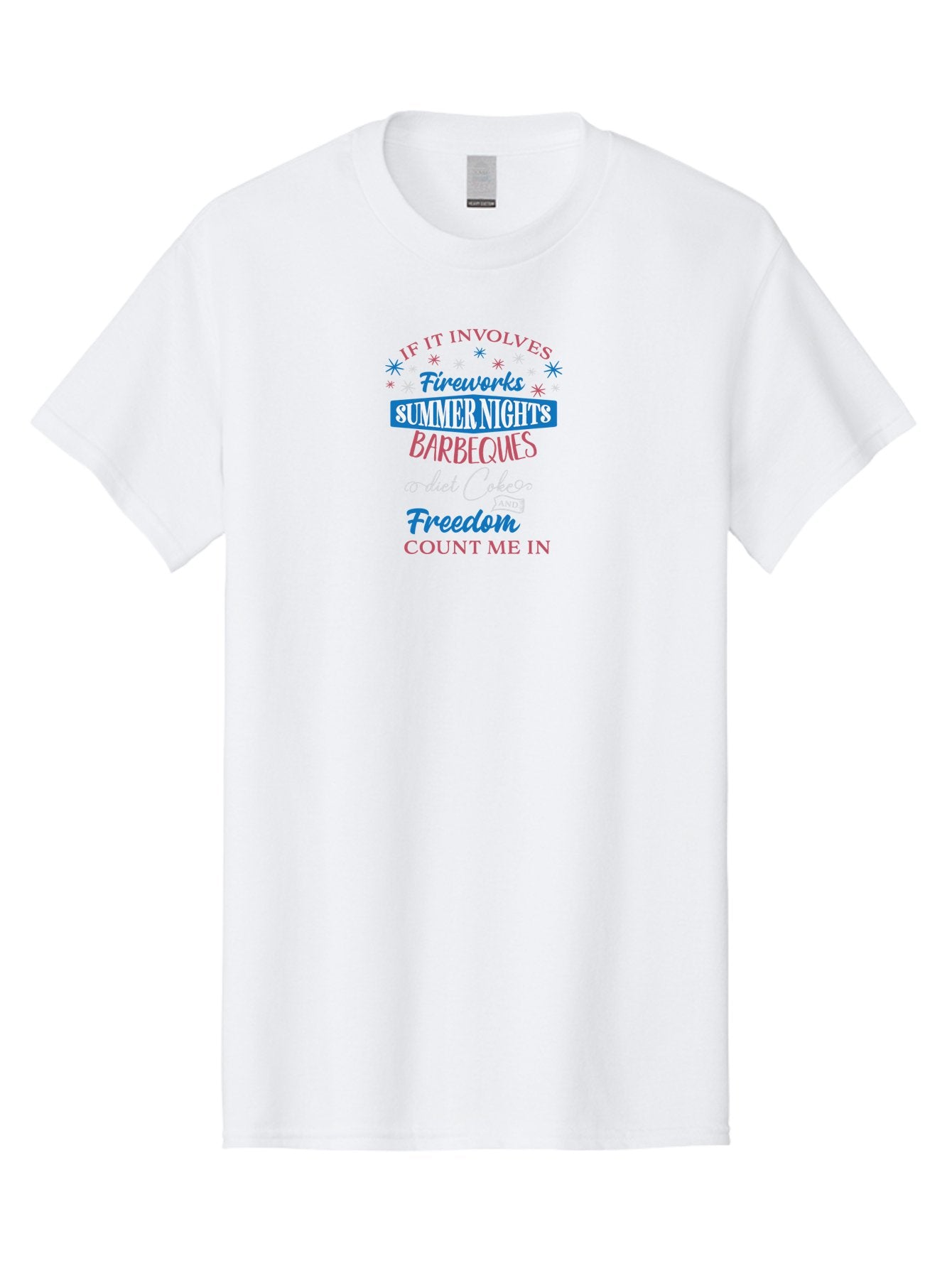 If-It-Involves Men'S Graphic Tee, 100% Cotton, Comfortable Casual Summer Wear, Machine Washable, Summer Vibes, Fireworks, Summer Nights, Barbecues, Diet Coke, Freedom, 4Th Of July, Independence Day, Patriotic Spirit Aac892 9