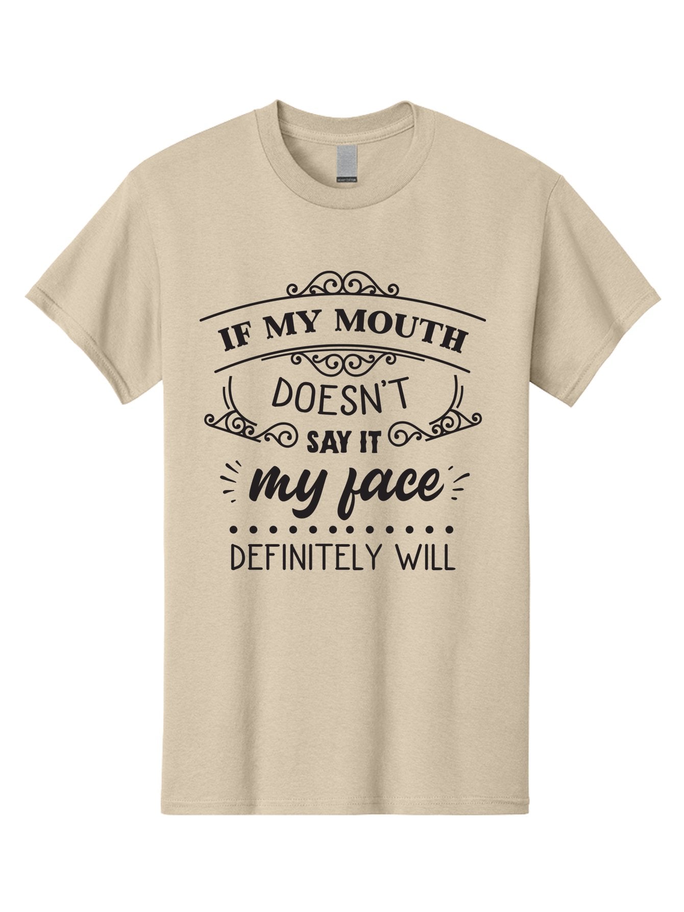 If-My-Mouth-Doesn-T-Say-It-My-Face-Definitely-Will Men'S Graphic Tee, 100% Cotton, Comfortable Casual Summer Wear, Machine Washable, Funny Quote, Sarcastic Humor, Facial Expressions, Sassy Phrase, Witty Saying, Humorous Graphics, Aac893 7