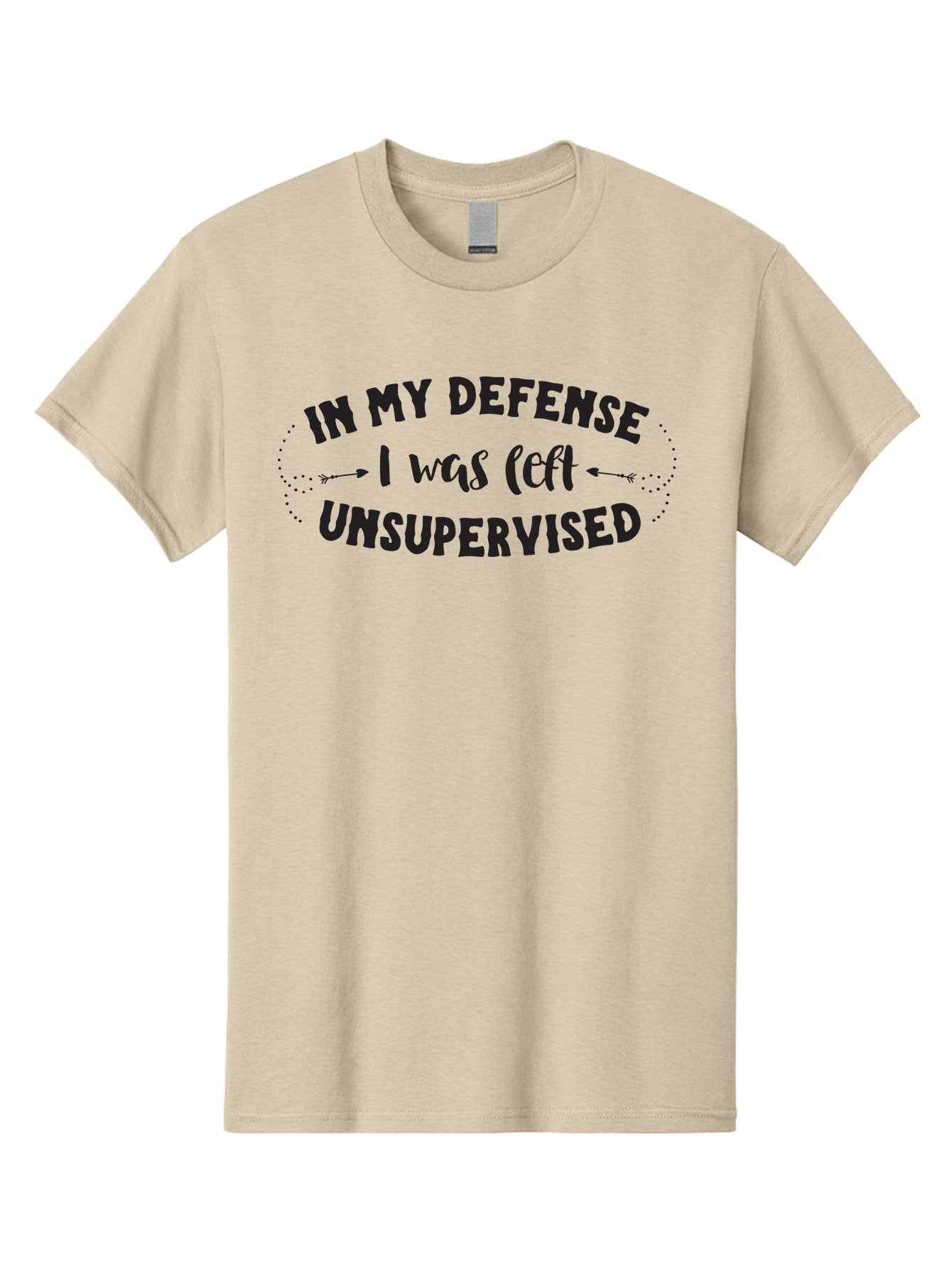 In-My-Defense-I-Was-Left-Unsupervised Men'S Graphic Tee, 100% Cotton, Comfortable Casual Summer Wear, Machine Washable, Humorous Quote, Funny Saying, Witty Phrase, Defense Mechanism, Unsupervised Childhood, Sassy Text, Playful Typography, Aac895 11