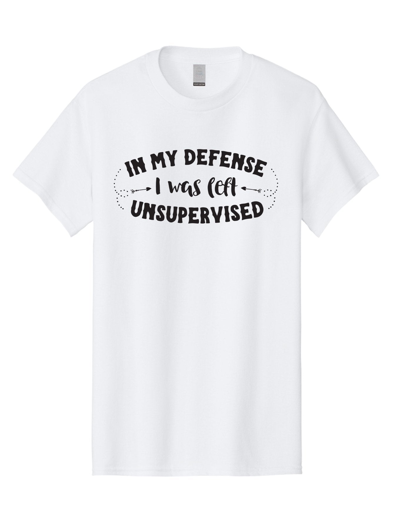 In-My-Defense-I-Was-Left-Unsupervised Men'S Graphic Tee, 100% Cotton, Comfortable Casual Summer Wear, Machine Washable, Humorous Quote, Funny Saying, Witty Phrase, Defense Mechanism, Unsupervised Childhood, Sassy Text, Playful Typography, Aac895 3