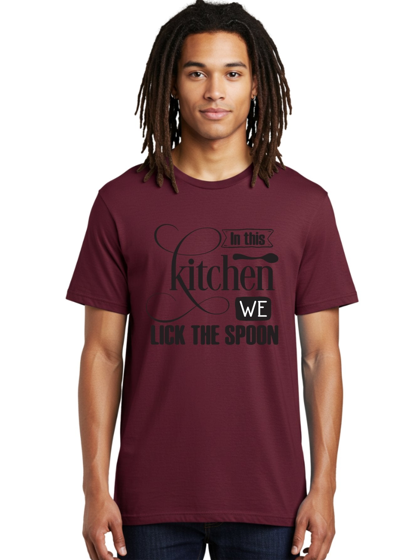 In-This-Kitchen-We-Lick-The-Spoon Men'S Graphic Tee, 100% Cotton, Comfortable Casual Summer Wear, Machine Washable, Kitchen Decor, Cooking Quotes, Culinary Inspiration, Cooking Humor, Kitchen Signs, Foodie Gifts, Lick The Spoon, Aac896 22