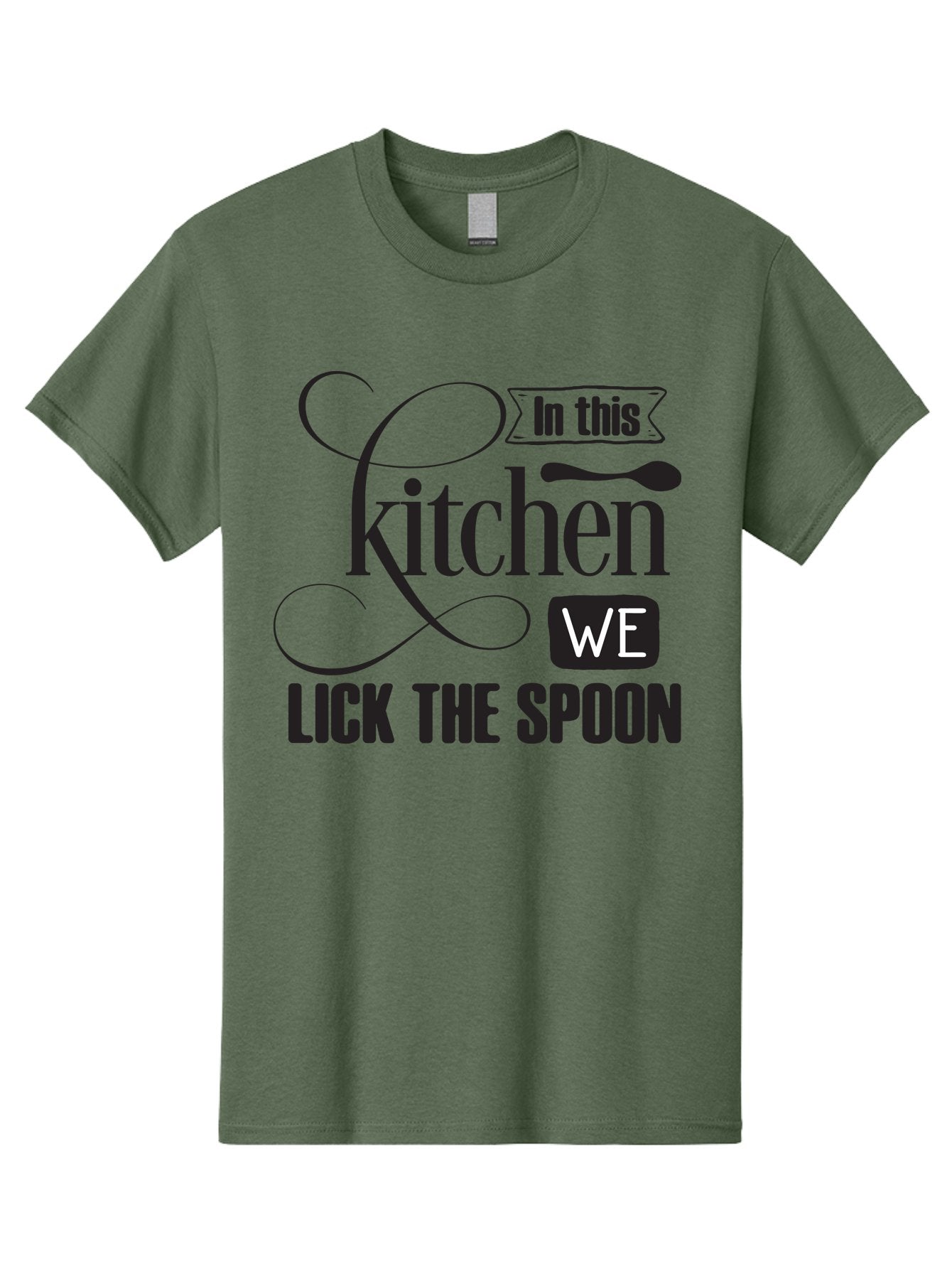 In-This-Kitchen-We-Lick-The-Spoon Men'S Graphic Tee, 100% Cotton, Comfortable Casual Summer Wear, Machine Washable, Kitchen Decor, Cooking Quotes, Culinary Inspiration, Cooking Humor, Kitchen Signs, Foodie Gifts, Lick The Spoon, Aac896 13