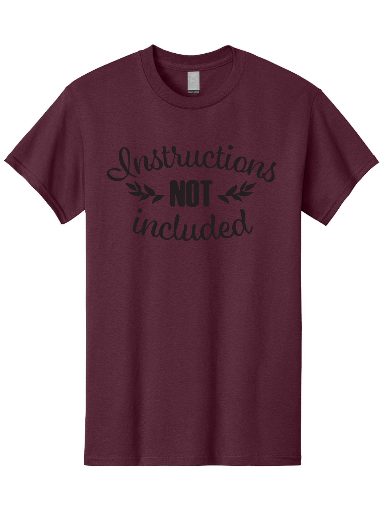 Instructions-Not-Included Men'S Graphic Tee, 100% Cotton, Comfortable Casual Summer Wear, Machine Washable, Funny Quotes, Sarcastic Humor, Witty Sayings, Playful Graphics, Bold Typography, Leaf Design, Humorous Phrases Aac897