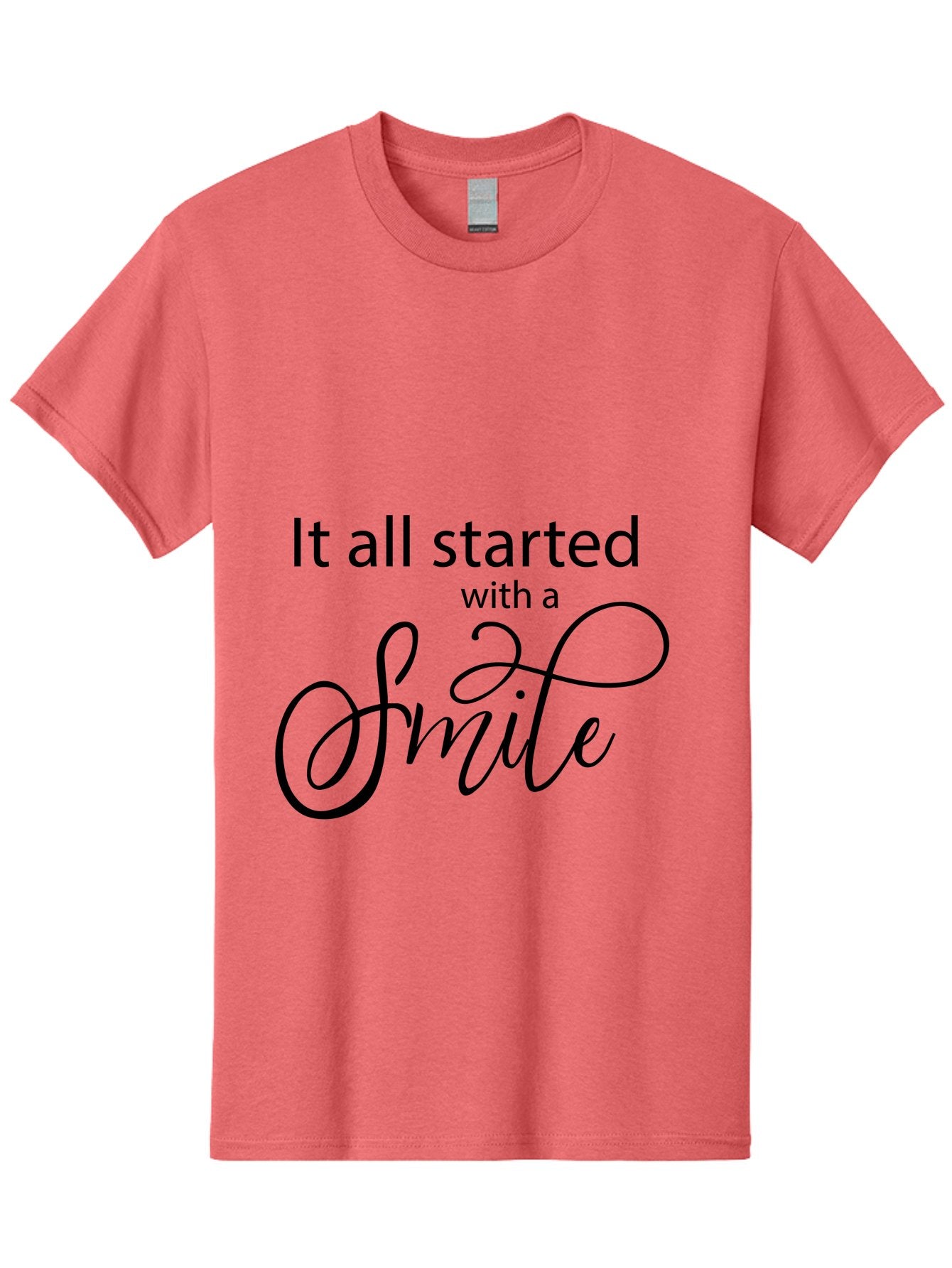 It-All-Started-With-A-Smile Men'S Graphic Tee, 100% Cotton, Comfortable Casual Summer Wear, Machine Washable, Smile Motivational Quote, Inspirational Phrase, Positive Affirmation, Happiness, Joyful Emotions, Encouraging Words, Aac898 11