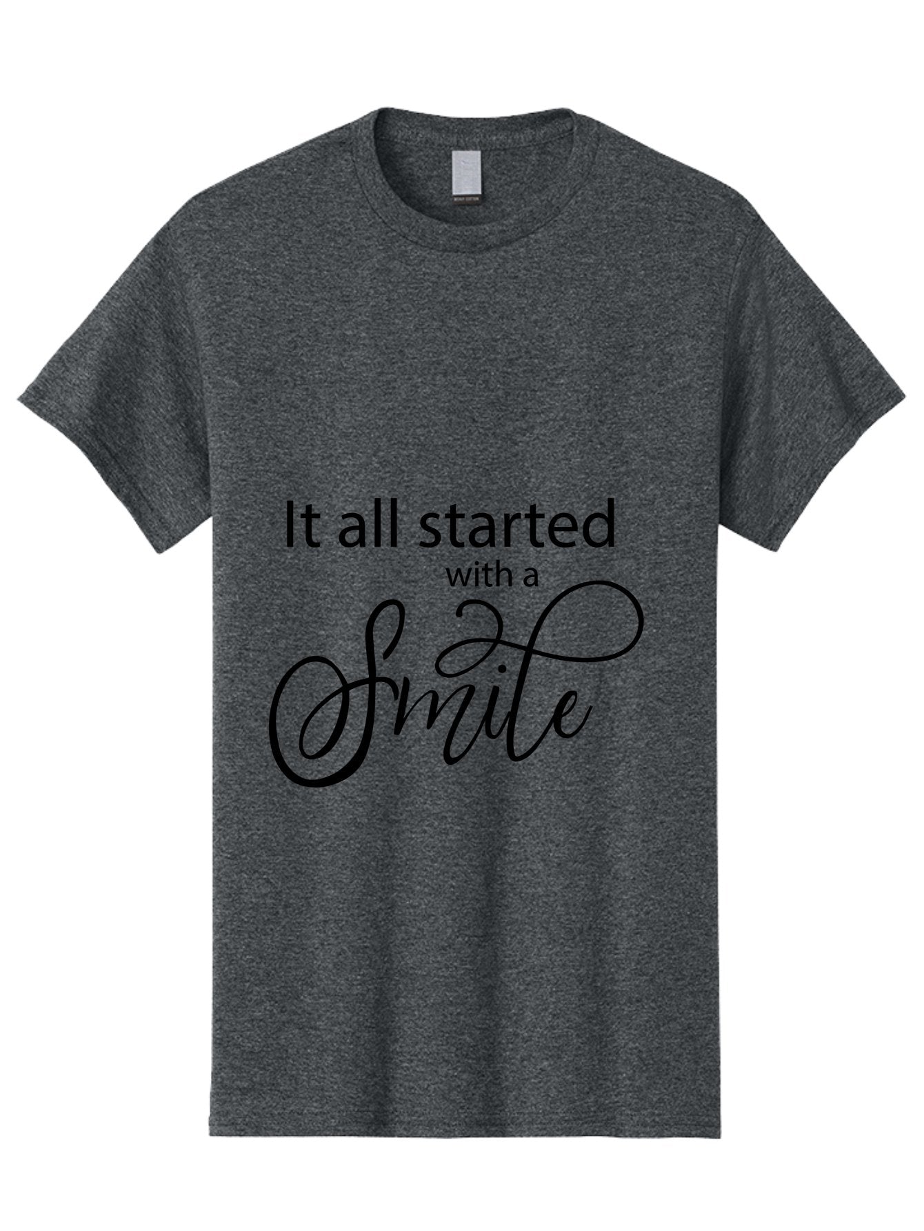 It-All-Started-With-A-Smile Men'S Graphic Tee, 100% Cotton, Comfortable Casual Summer Wear, Machine Washable, Smile Motivational Quote, Inspirational Phrase, Positive Affirmation, Happiness, Joyful Emotions, Encouraging Words, Aac898 3