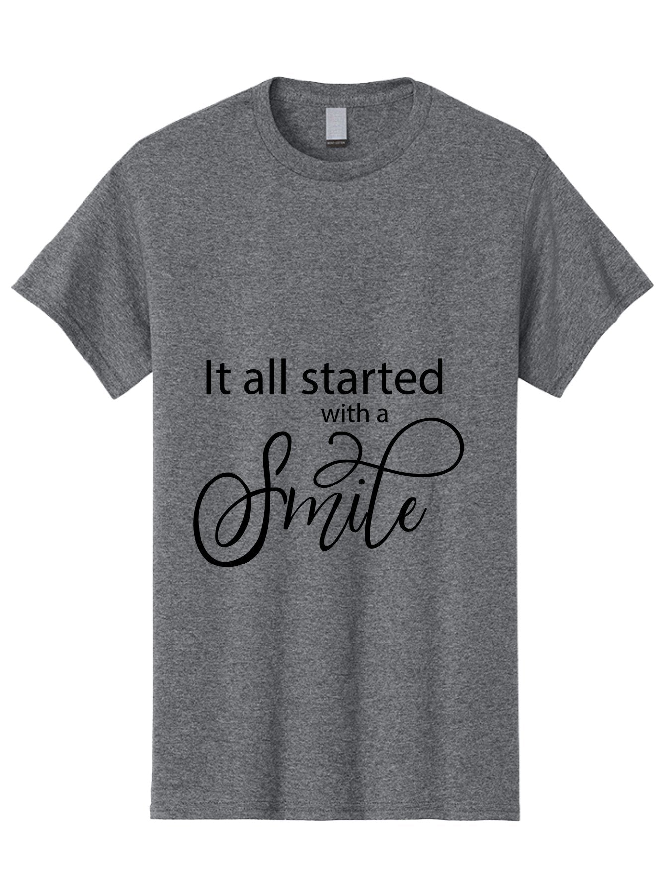 It-All-Started-With-A-Smile Men'S Graphic Tee, 100% Cotton, Comfortable Casual Summer Wear, Machine Washable, Smile Motivational Quote, Inspirational Phrase, Positive Affirmation, Happiness, Joyful Emotions, Encouraging Words, Aac898 6