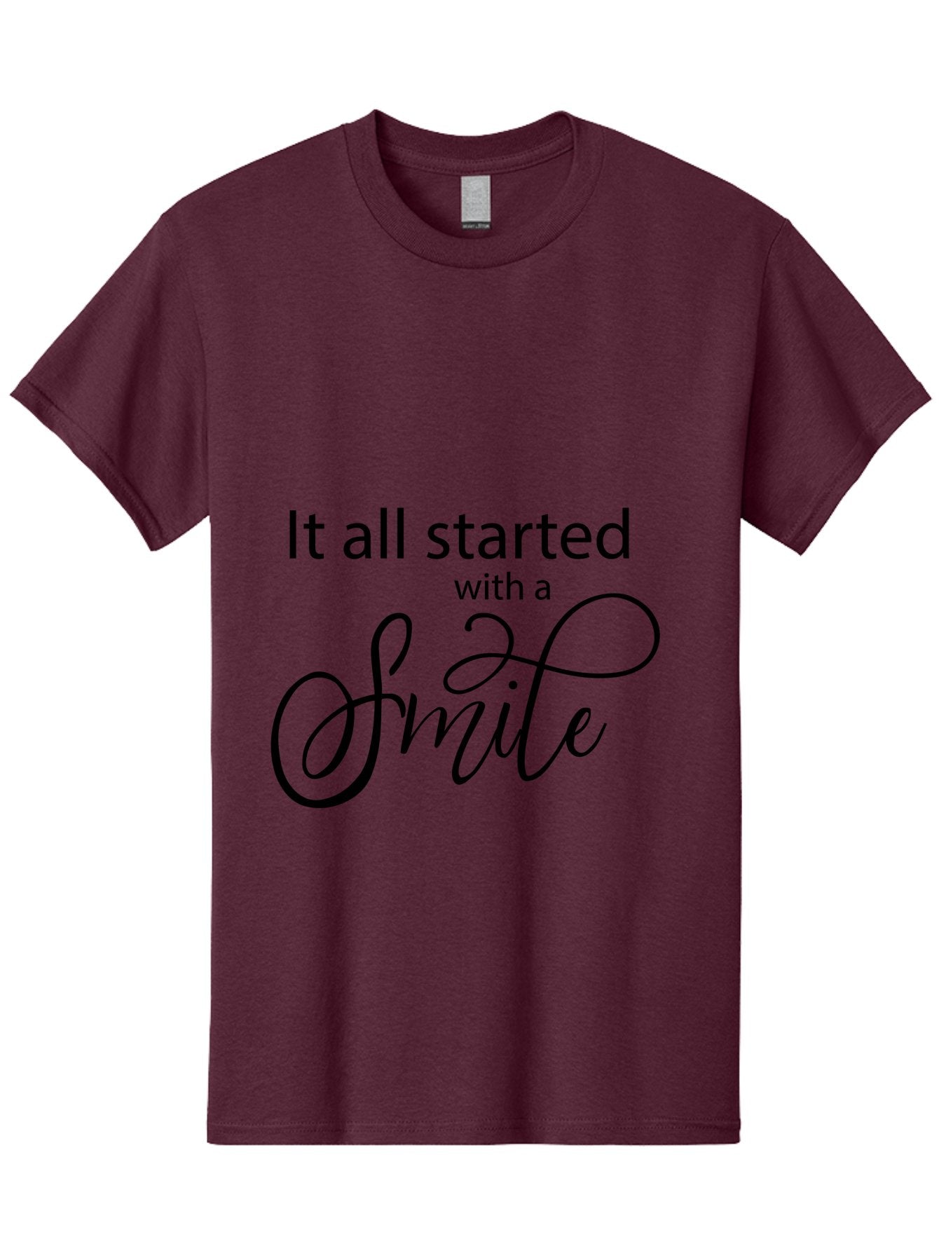 It-All-Started-With-A-Smile Men'S Graphic Tee, 100% Cotton, Comfortable Casual Summer Wear, Machine Washable, Smile Motivational Quote, Inspirational Phrase, Positive Affirmation, Happiness, Joyful Emotions, Encouraging Words, Aac898 15