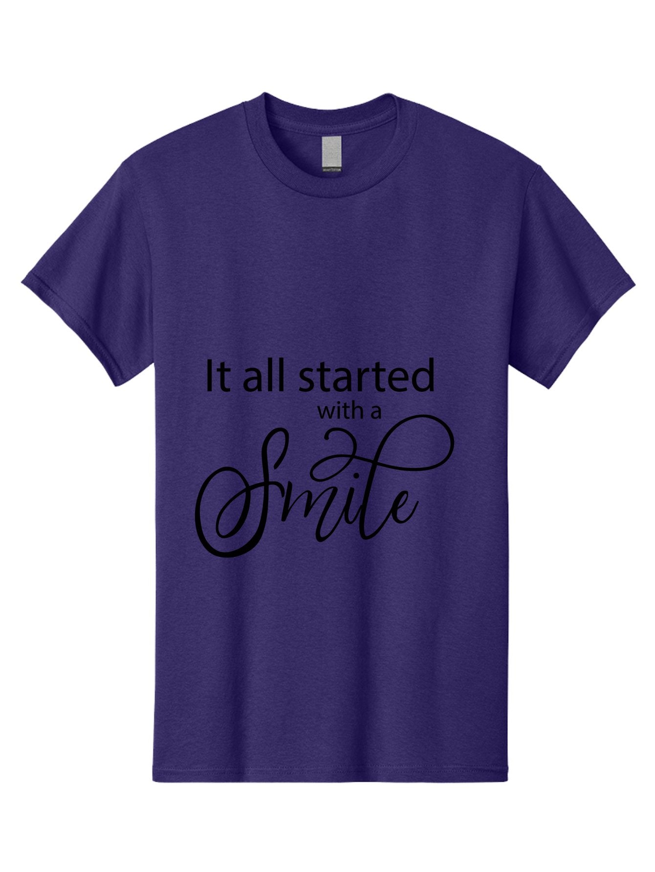 It-All-Started-With-A-Smile Men'S Graphic Tee, 100% Cotton, Comfortable Casual Summer Wear, Machine Washable, Smile Motivational Quote, Inspirational Phrase, Positive Affirmation, Happiness, Joyful Emotions, Encouraging Words, Aac898 14