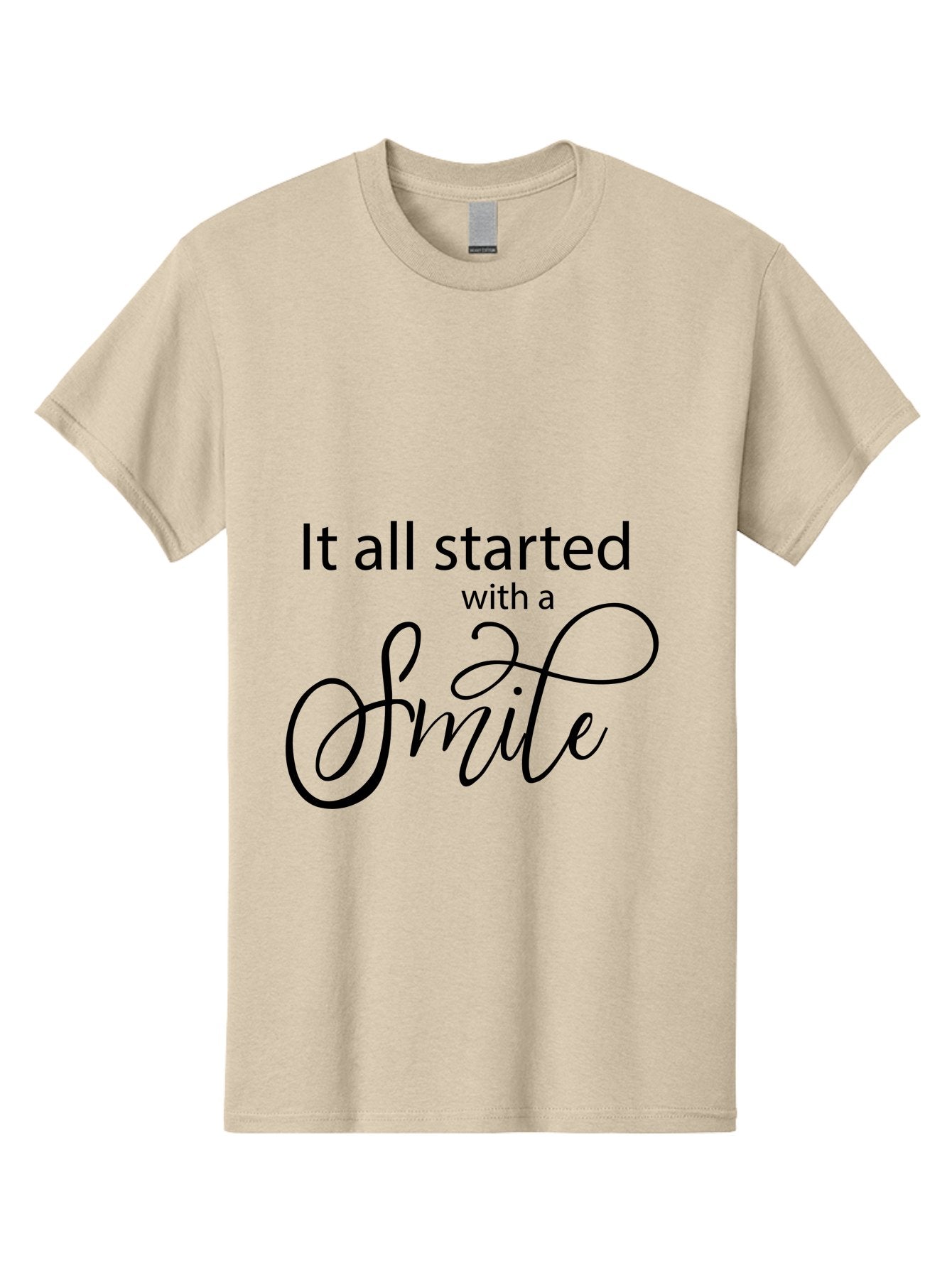 It-All-Started-With-A-Smile Men'S Graphic Tee, 100% Cotton, Comfortable Casual Summer Wear, Machine Washable, Smile Motivational Quote, Inspirational Phrase, Positive Affirmation, Happiness, Joyful Emotions, Encouraging Words, Aac898 5