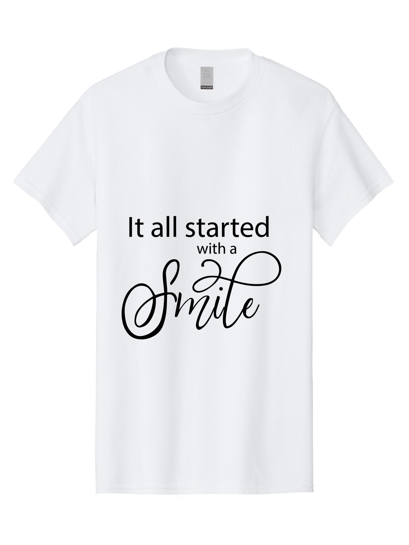 It-All-Started-With-A-Smile Men'S Graphic Tee, 100% Cotton, Comfortable Casual Summer Wear, Machine Washable, Smile Motivational Quote, Inspirational Phrase, Positive Affirmation, Happiness, Joyful Emotions, Encouraging Words, Aac898 9