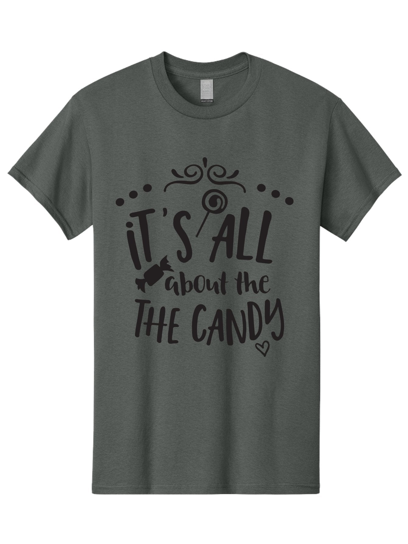 It-S-All-About-The-Candy Men'S Graphic Tee, 100% Cotton, Comfortable Casual Summer Wear, Machine Washable, Candy Quote, Sweet Treats, Lollipop Graphic, Candy Theme, Dessert Lover, Sweet Tooth, Candy Design, Whimsical Font, Decorative Swirls, Aac899