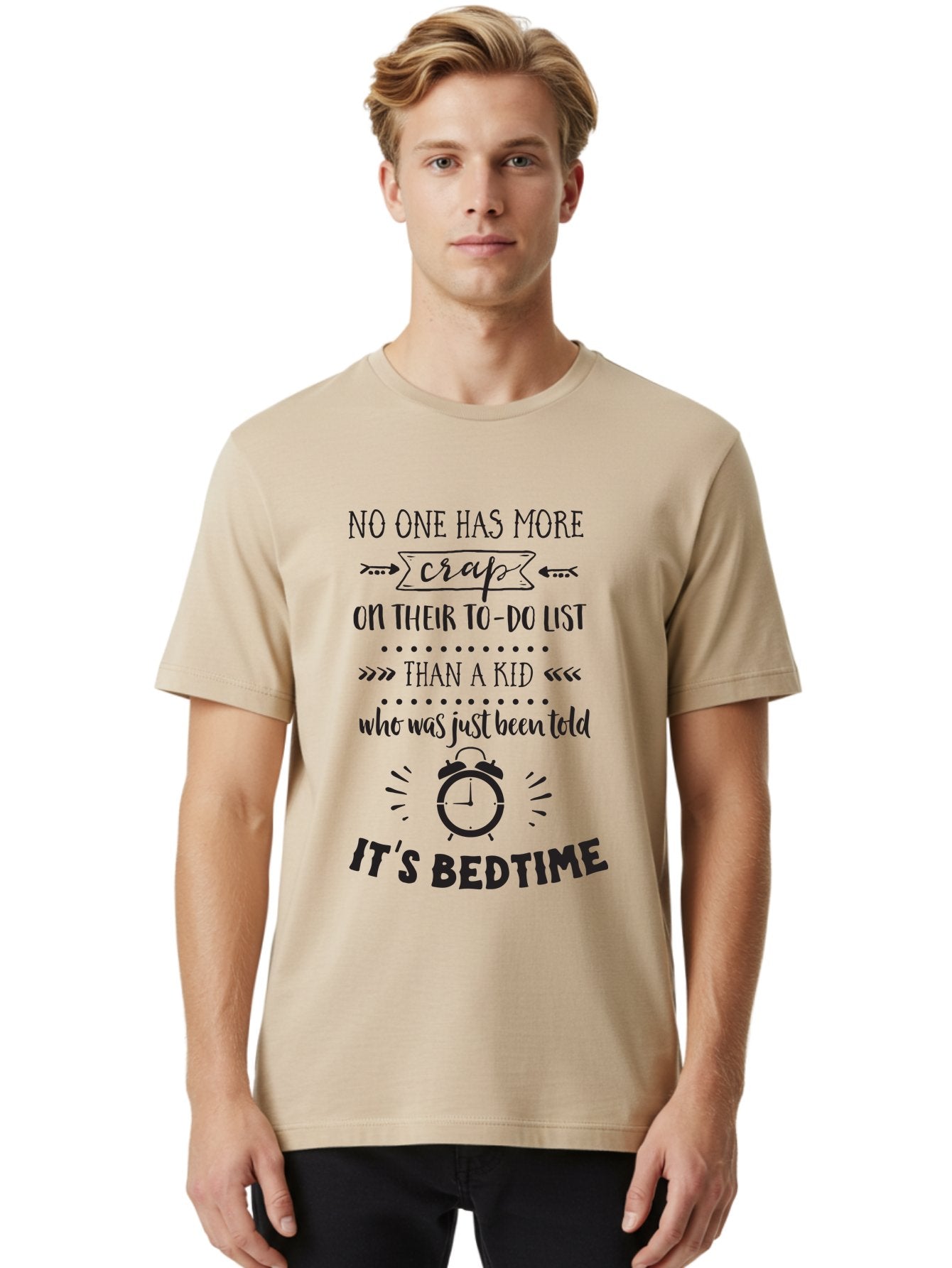It-S-Bedtime-Quote Men'S Graphic Tee, 100% Cotton, Comfortable Casual Summer Wear, Machine Washable, Funny Quote, Kid'S Bedtime, To-Do List, Alarm Clock, Parenting Humor, Kid'S Routine, Bedtime Struggles, Humorous Quote Aac900 24