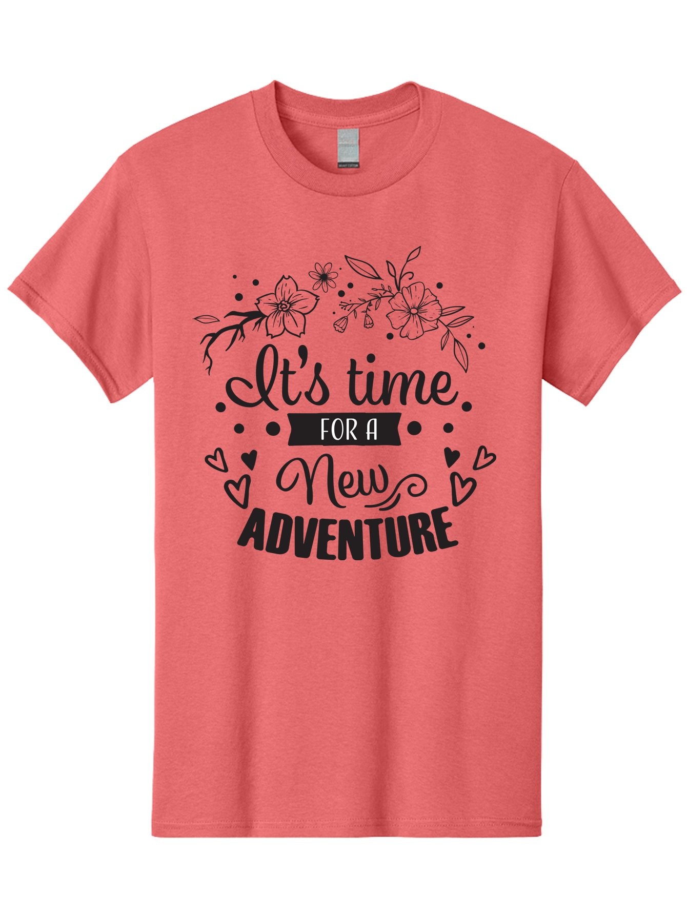 It-S-Time-For-New-Adventure Men'S Graphic Tee, 100% Cotton, Comfortable Casual Summer Wear, Machine Washable, New Adventure, Inspirational Quote, Travel Inspiration, Motivational Message, Adventure Time, Flowers And Hearts, Exploration Theme, Aac902 6
