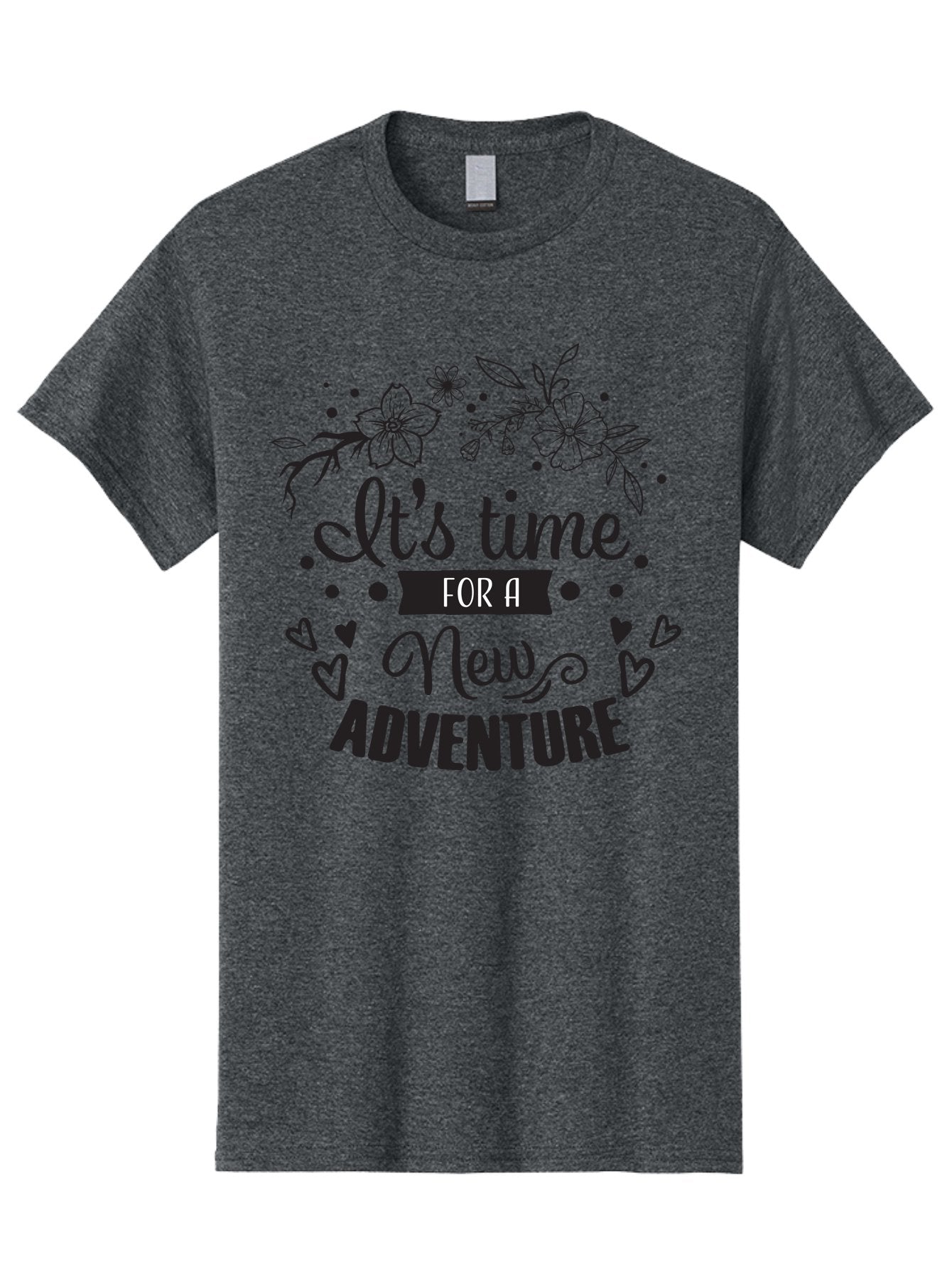 It-S-Time-For-New-Adventure Men'S Graphic Tee, 100% Cotton, Comfortable Casual Summer Wear, Machine Washable, New Adventure, Inspirational Quote, Travel Inspiration, Motivational Message, Adventure Time, Flowers And Hearts, Exploration Theme, Aac902 3