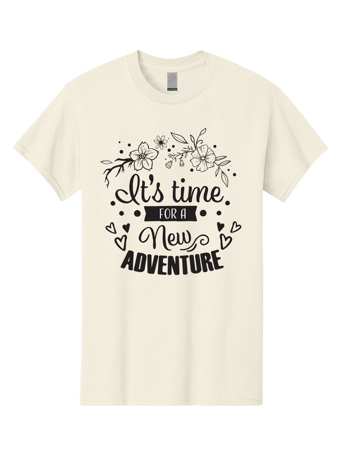 It-S-Time-For-New-Adventure Men'S Graphic Tee, 100% Cotton, Comfortable Casual Summer Wear, Machine Washable, New Adventure, Inspirational Quote, Travel Inspiration, Motivational Message, Adventure Time, Flowers And Hearts, Exploration Theme, Aac902 11