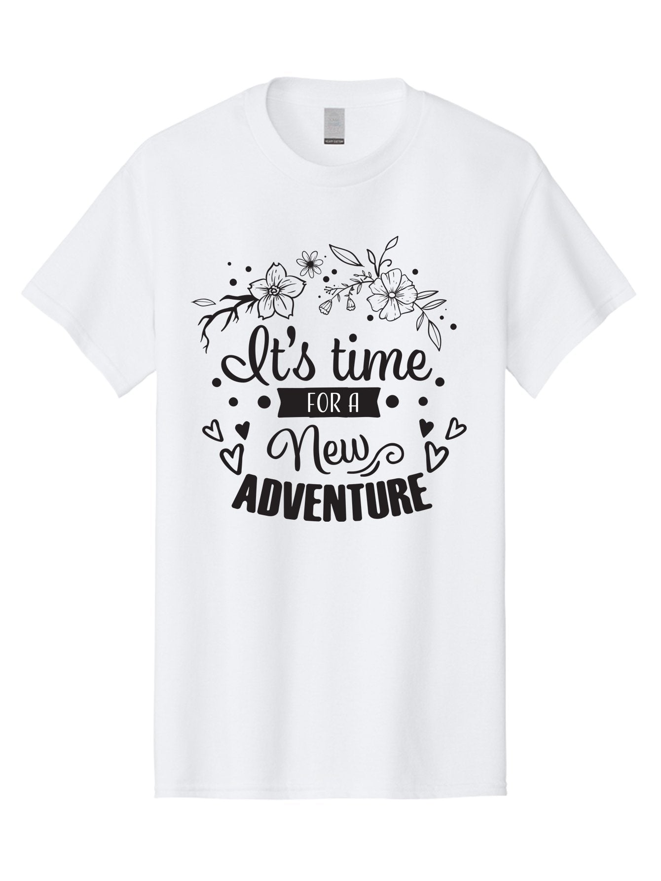 It-S-Time-For-New-Adventure Men'S Graphic Tee, 100% Cotton, Comfortable Casual Summer Wear, Machine Washable, New Adventure, Inspirational Quote, Travel Inspiration, Motivational Message, Adventure Time, Flowers And Hearts, Exploration Theme, Aac902 4