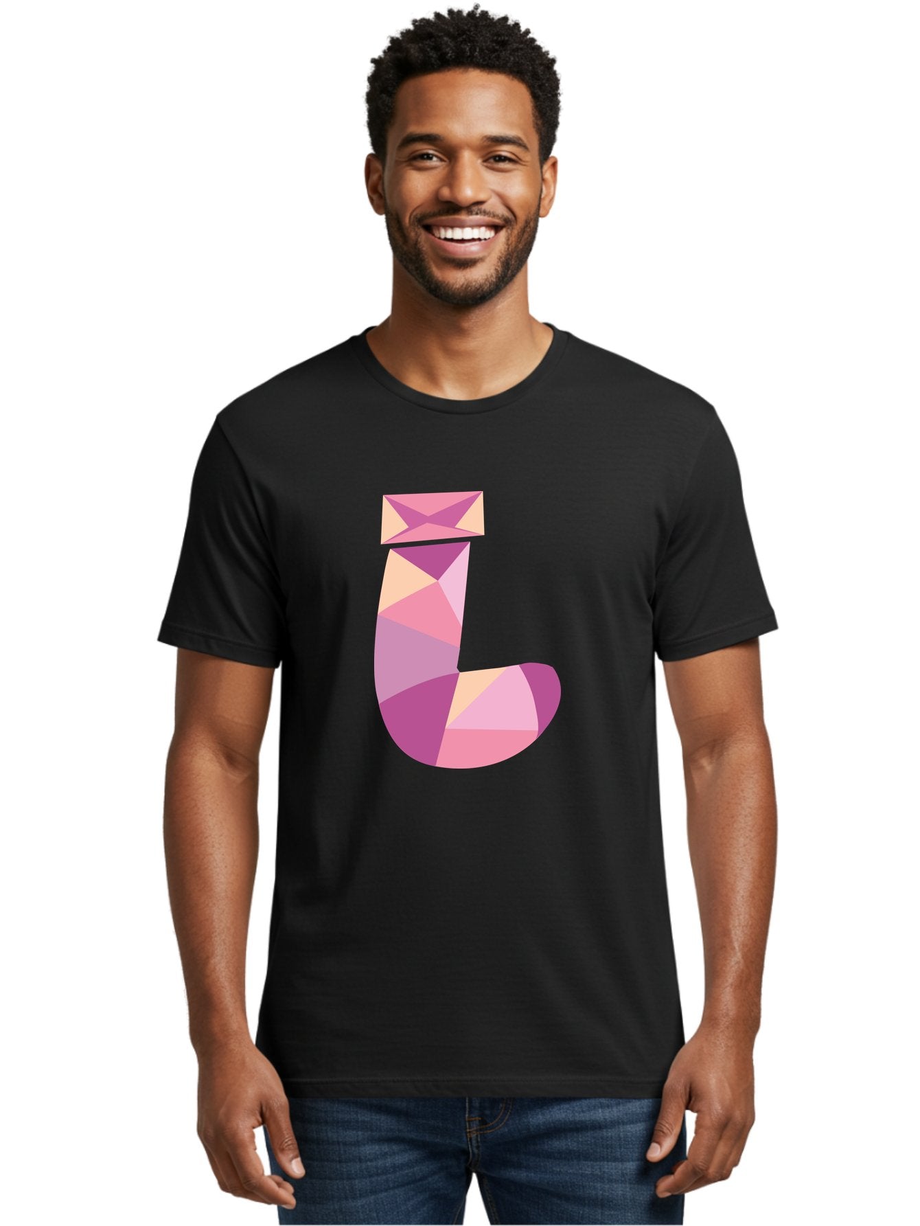 J-1 Men'S Graphic Tee, 100% Cotton, Comfortable Casual Summer Wear, Machine Washable, Geometric Shapes, Abstract Art, Letterform, Typography, Pastel Colors, Pink Hues, Purple Tones, Modern Design, Creative Expression, Artistic Style Aac904 17