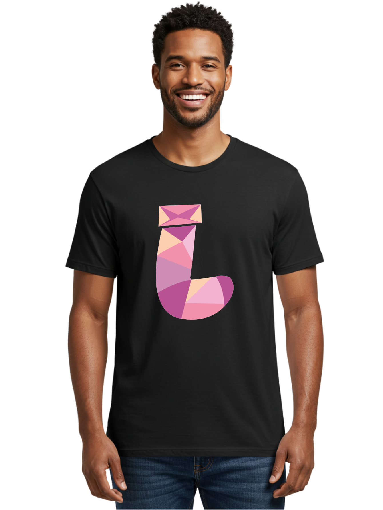 J-1 Men'S Graphic Tee, 100% Cotton, Comfortable Casual Summer Wear, Machine Washable, Geometric Shapes, Abstract Art, Letterform, Typography, Pastel Colors, Pink Hues, Purple Tones, Modern Design, Creative Expression, Artistic Style Aac904 28