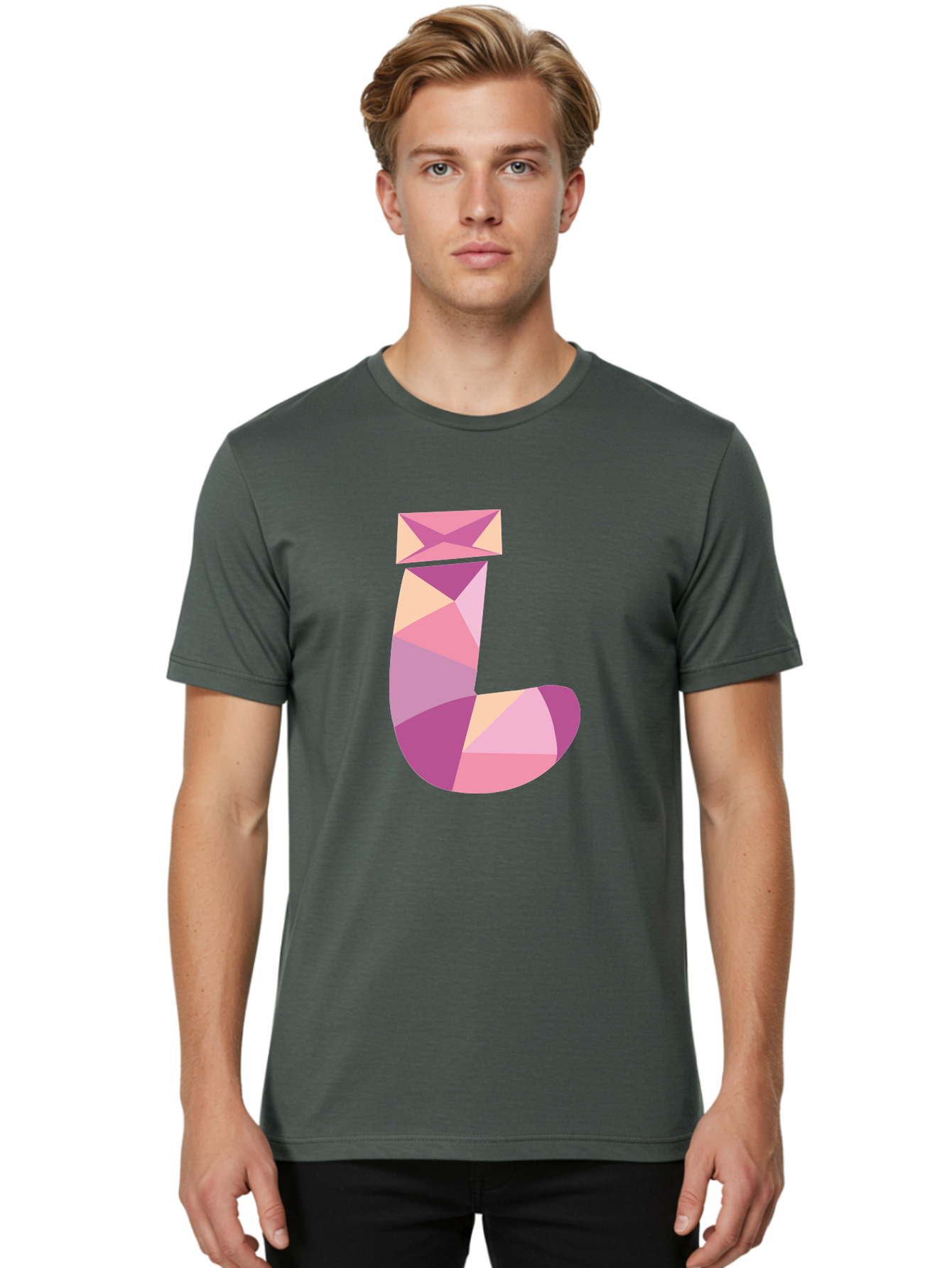 J-1 Men'S Graphic Tee, 100% Cotton, Comfortable Casual Summer Wear, Machine Washable, Geometric Shapes, Abstract Art, Letterform, Typography, Pastel Colors, Pink Hues, Purple Tones, Modern Design, Creative Expression, Artistic Style Aac904 20