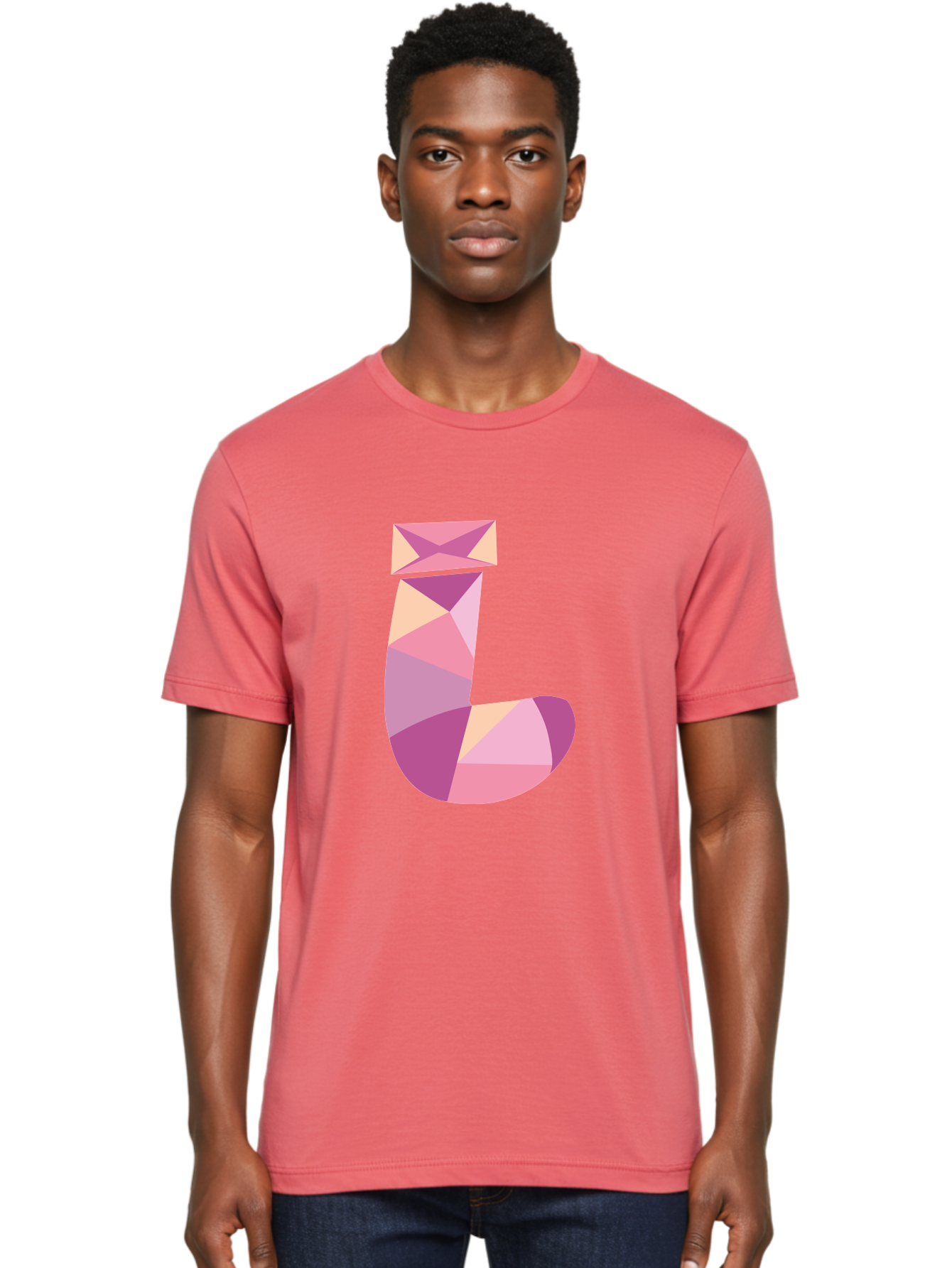 J-1 Men'S Graphic Tee, 100% Cotton, Comfortable Casual Summer Wear, Machine Washable, Geometric Shapes, Abstract Art, Letterform, Typography, Pastel Colors, Pink Hues, Purple Tones, Modern Design, Creative Expression, Artistic Style Aac904 30