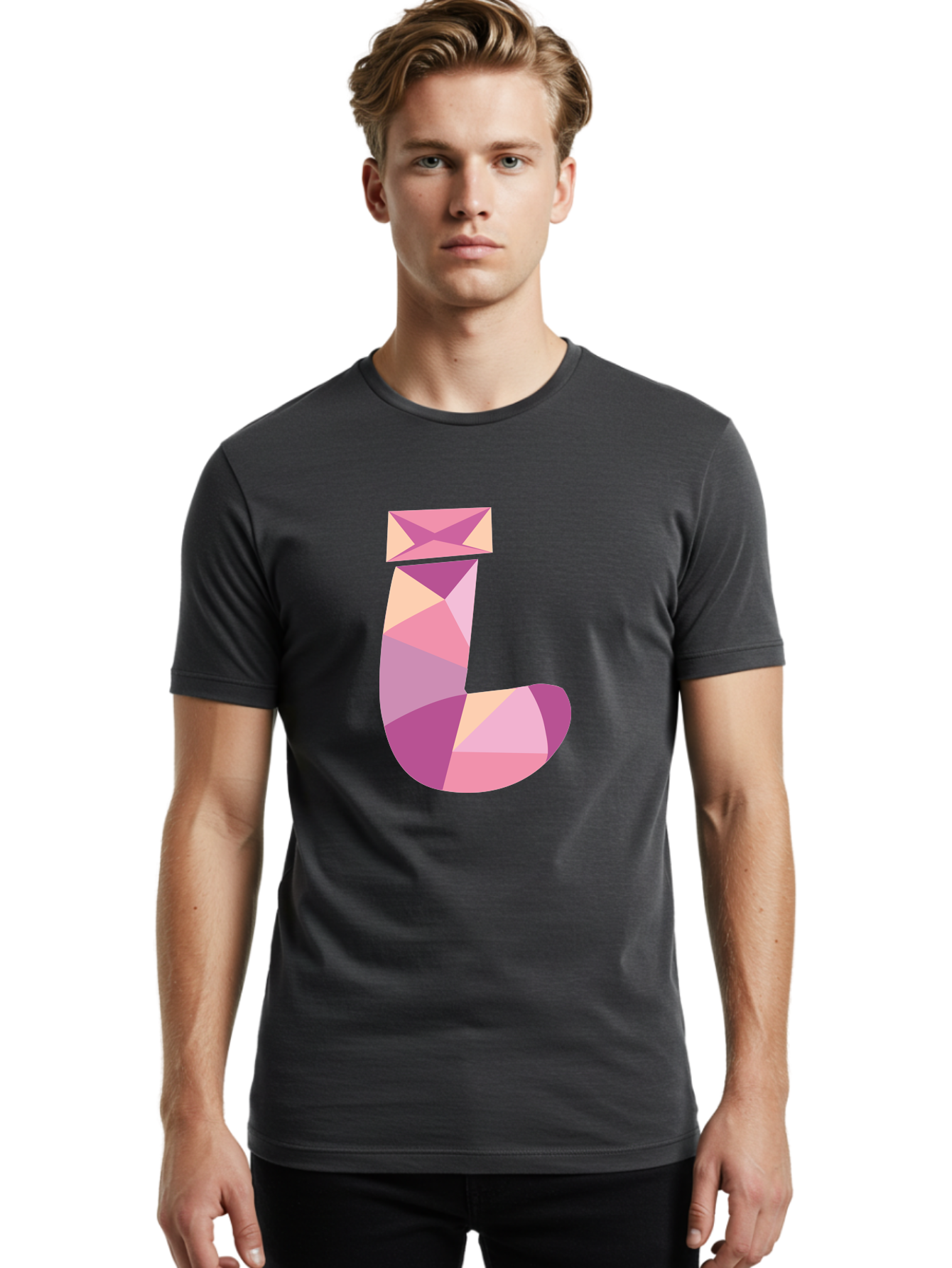J-1 Men'S Graphic Tee, 100% Cotton, Comfortable Casual Summer Wear, Machine Washable, Geometric Shapes, Abstract Art, Letterform, Typography, Pastel Colors, Pink Hues, Purple Tones, Modern Design, Creative Expression, Artistic Style Aac904 8