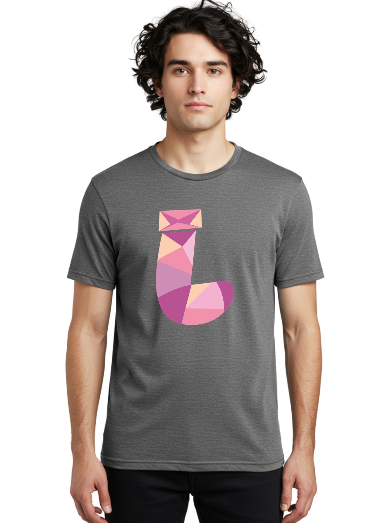 J-1 Men'S Graphic Tee, 100% Cotton, Comfortable Casual Summer Wear, Machine Washable, Geometric Shapes, Abstract Art, Letterform, Typography, Pastel Colors, Pink Hues, Purple Tones, Modern Design, Creative Expression, Artistic Style Aac904 19
