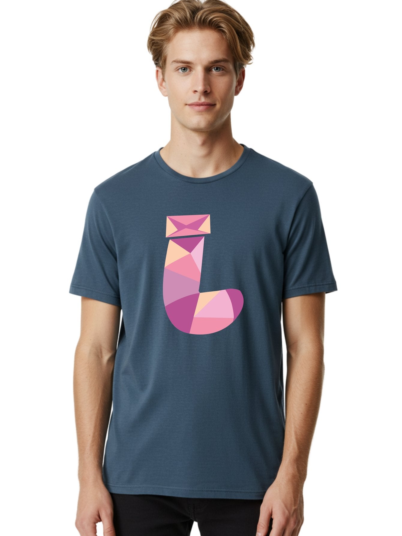 J-1 Men'S Graphic Tee, 100% Cotton, Comfortable Casual Summer Wear, Machine Washable, Geometric Shapes, Abstract Art, Letterform, Typography, Pastel Colors, Pink Hues, Purple Tones, Modern Design, Creative Expression, Artistic Style Aac904 26