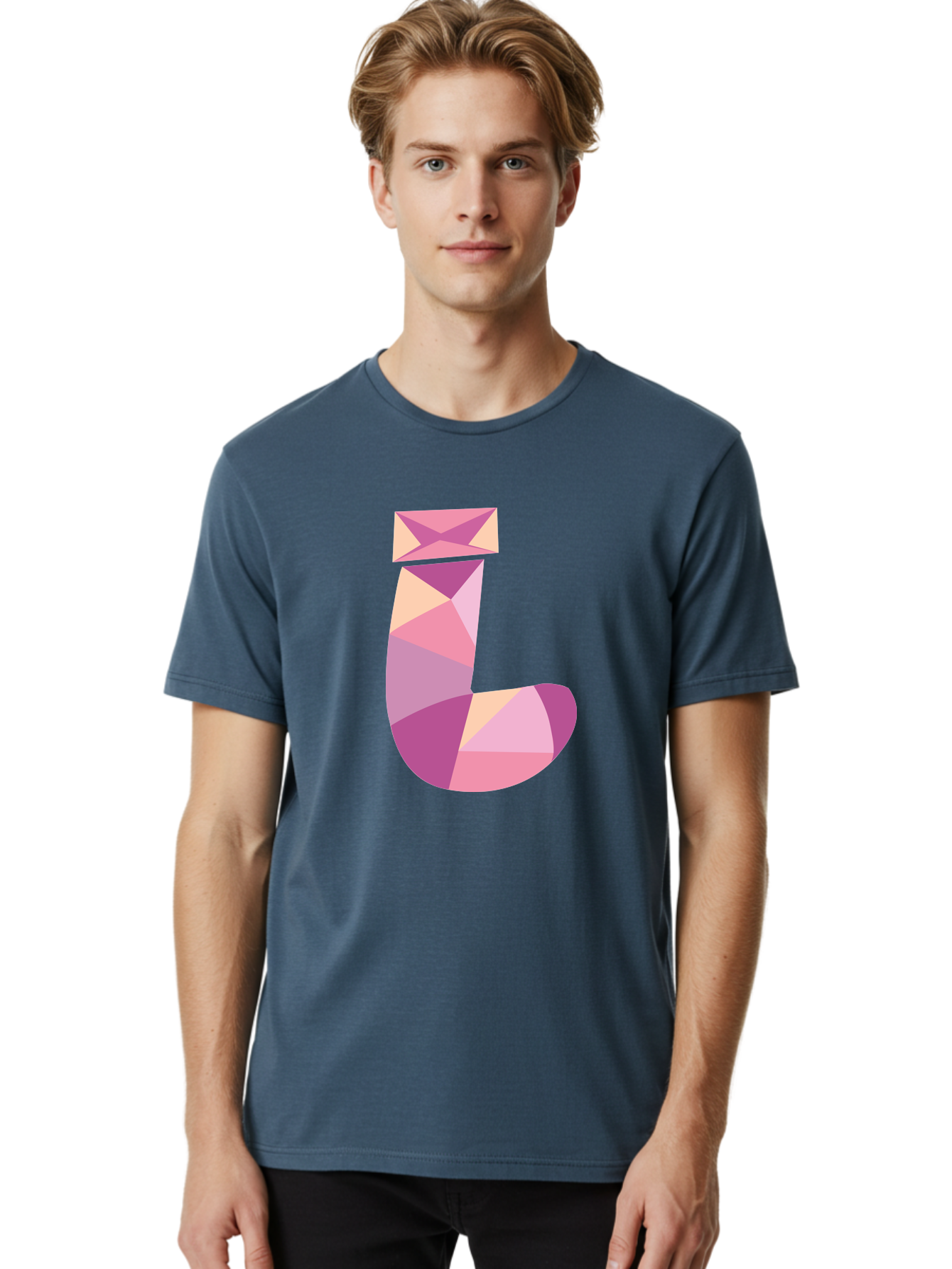 J-1 Men'S Graphic Tee, 100% Cotton, Comfortable Casual Summer Wear, Machine Washable, Geometric Shapes, Abstract Art, Letterform, Typography, Pastel Colors, Pink Hues, Purple Tones, Modern Design, Creative Expression, Artistic Style Aac904 10