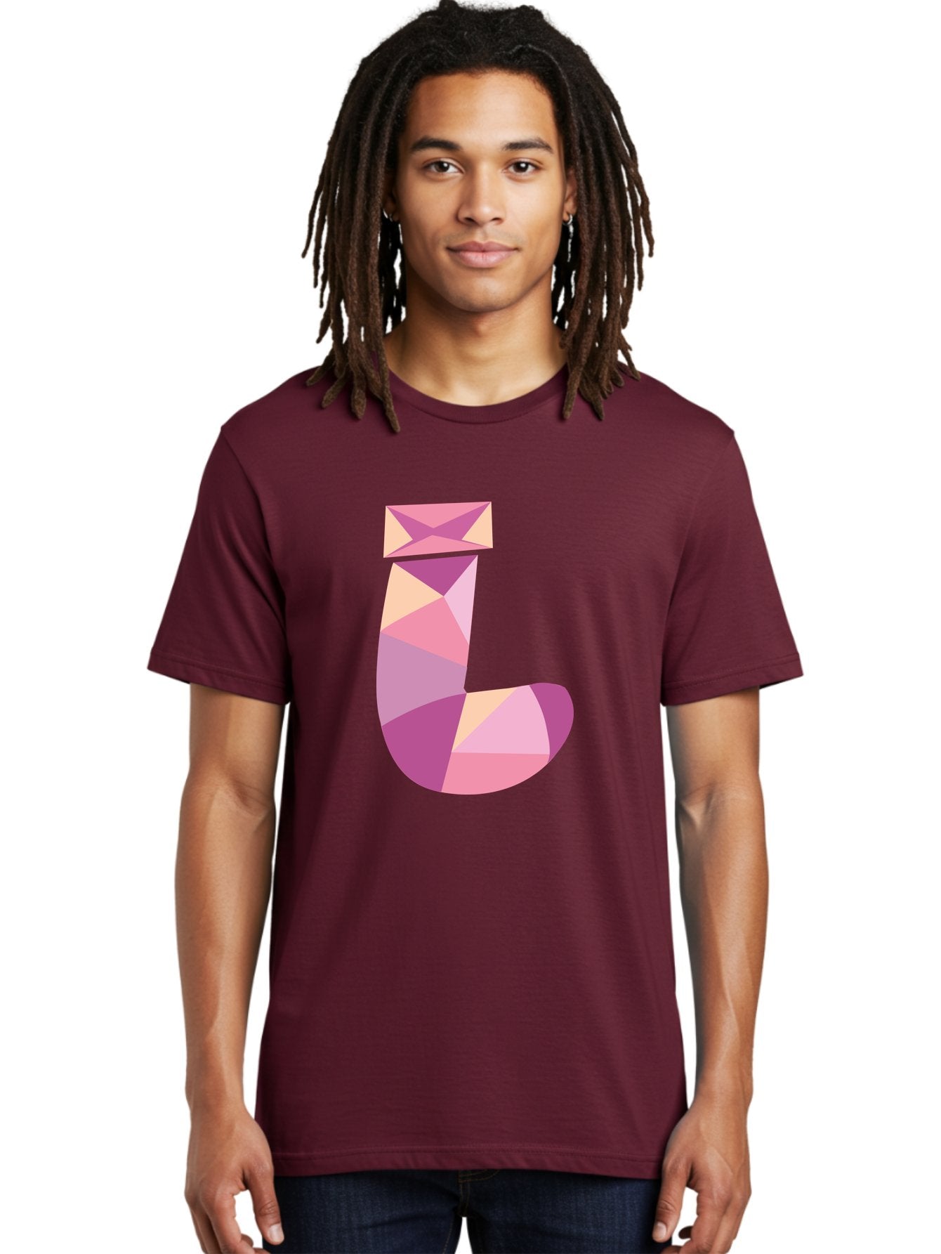 J-1 Men'S Graphic Tee, 100% Cotton, Comfortable Casual Summer Wear, Machine Washable, Geometric Shapes, Abstract Art, Letterform, Typography, Pastel Colors, Pink Hues, Purple Tones, Modern Design, Creative Expression, Artistic Style Aac904 25
