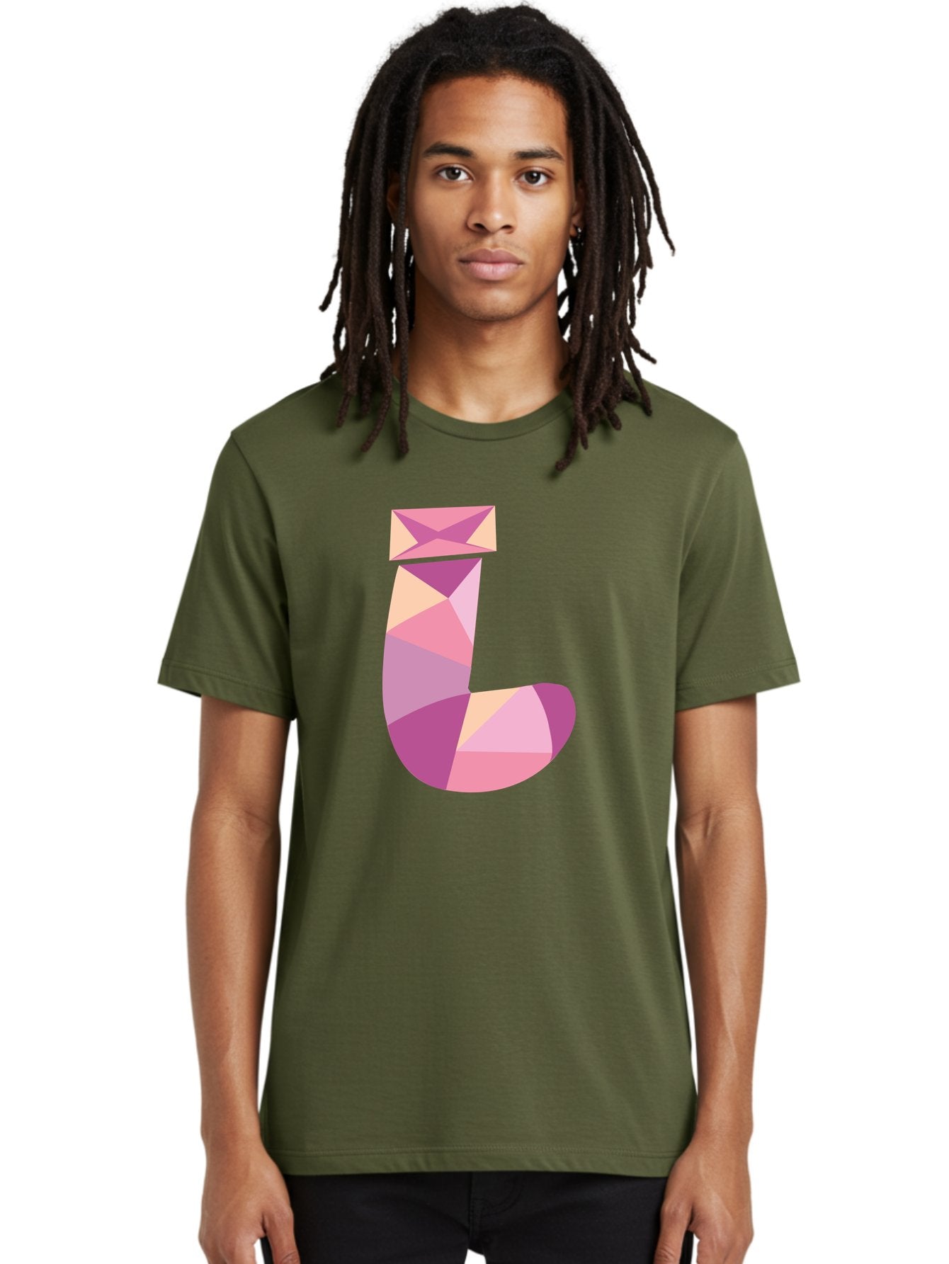 J-1 Men'S Graphic Tee, 100% Cotton, Comfortable Casual Summer Wear, Machine Washable, Geometric Shapes, Abstract Art, Letterform, Typography, Pastel Colors, Pink Hues, Purple Tones, Modern Design, Creative Expression, Artistic Style Aac904 28