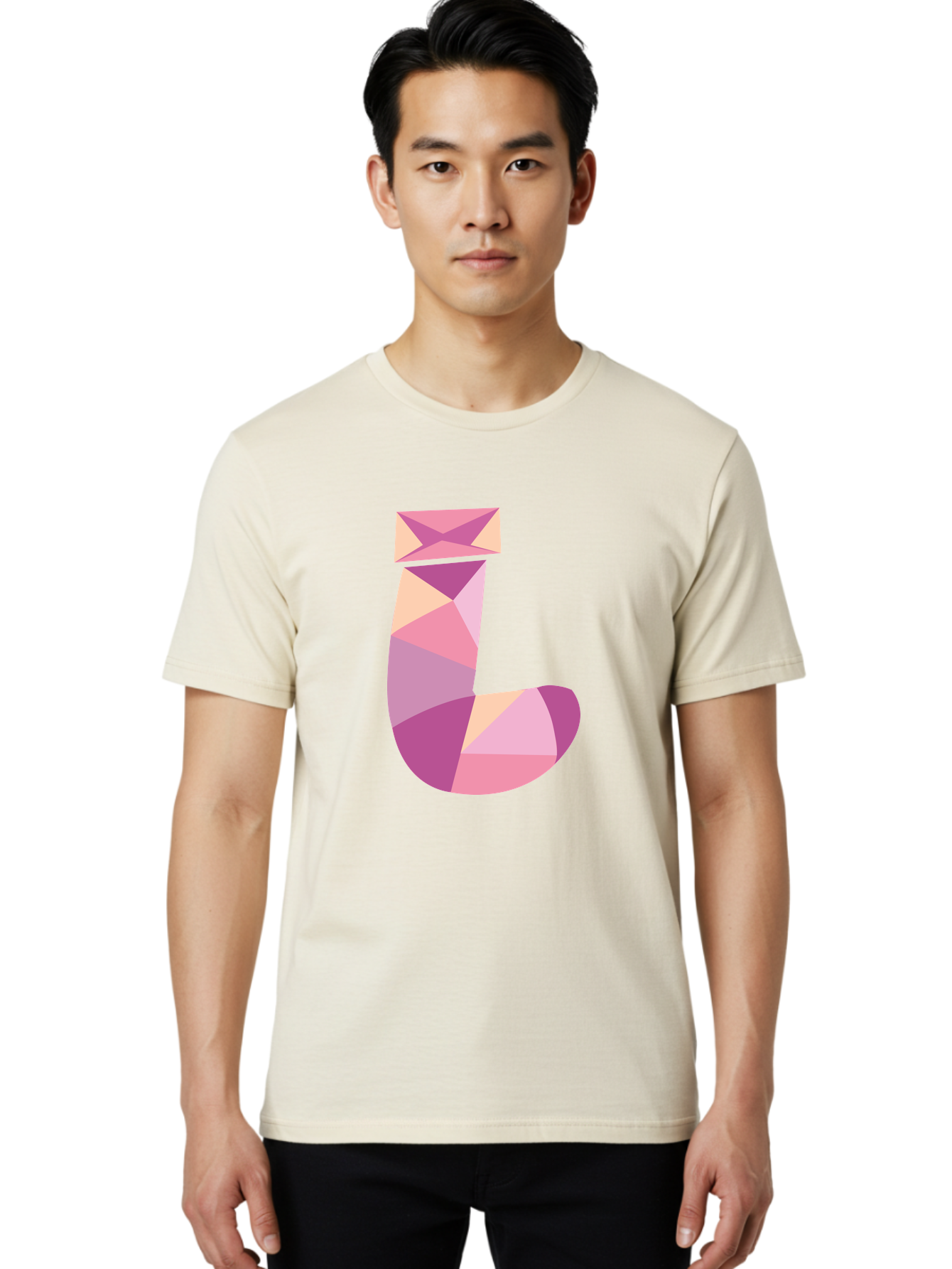 J-1 Men'S Graphic Tee, 100% Cotton, Comfortable Casual Summer Wear, Machine Washable, Geometric Shapes, Abstract Art, Letterform, Typography, Pastel Colors, Pink Hues, Purple Tones, Modern Design, Creative Expression, Artistic Style Aac904 16