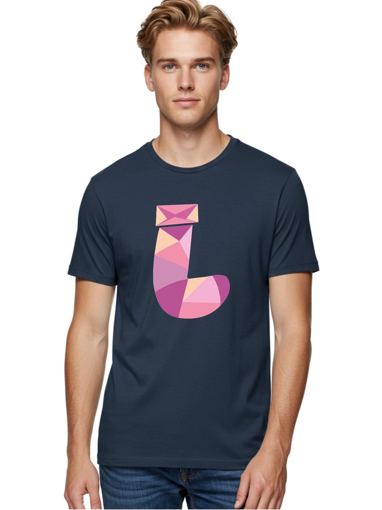 J-1 Men'S Graphic Tee, 100% Cotton, Comfortable Casual Summer Wear, Machine Washable, Geometric Shapes, Abstract Art, Letterform, Typography, Pastel Colors, Pink Hues, Purple Tones, Modern Design, Creative Expression, Artistic Style Aac904 14
