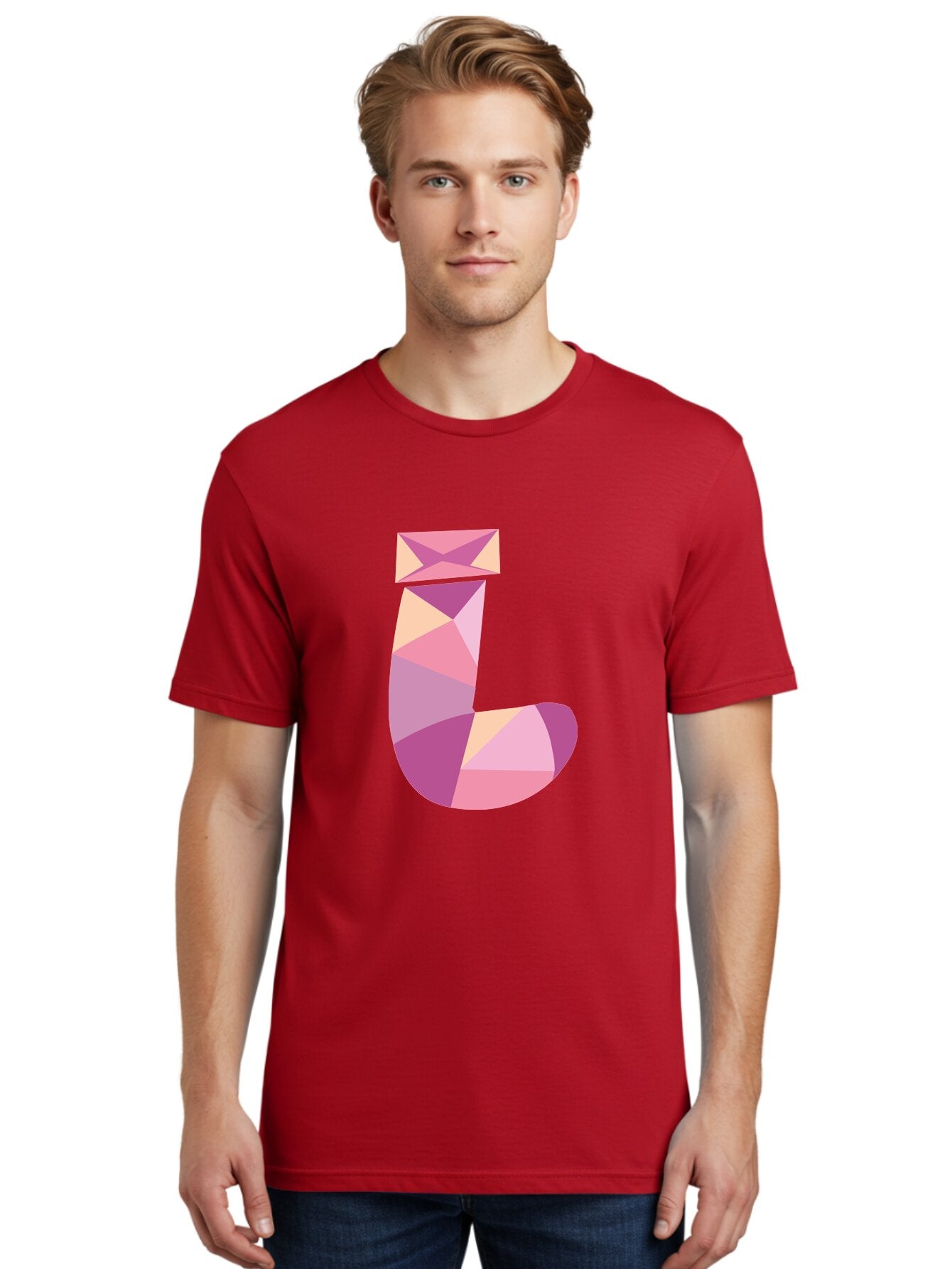 J-1 Men'S Graphic Tee, 100% Cotton, Comfortable Casual Summer Wear, Machine Washable, Geometric Shapes, Abstract Art, Letterform, Typography, Pastel Colors, Pink Hues, Purple Tones, Modern Design, Creative Expression, Artistic Style Aac904 16