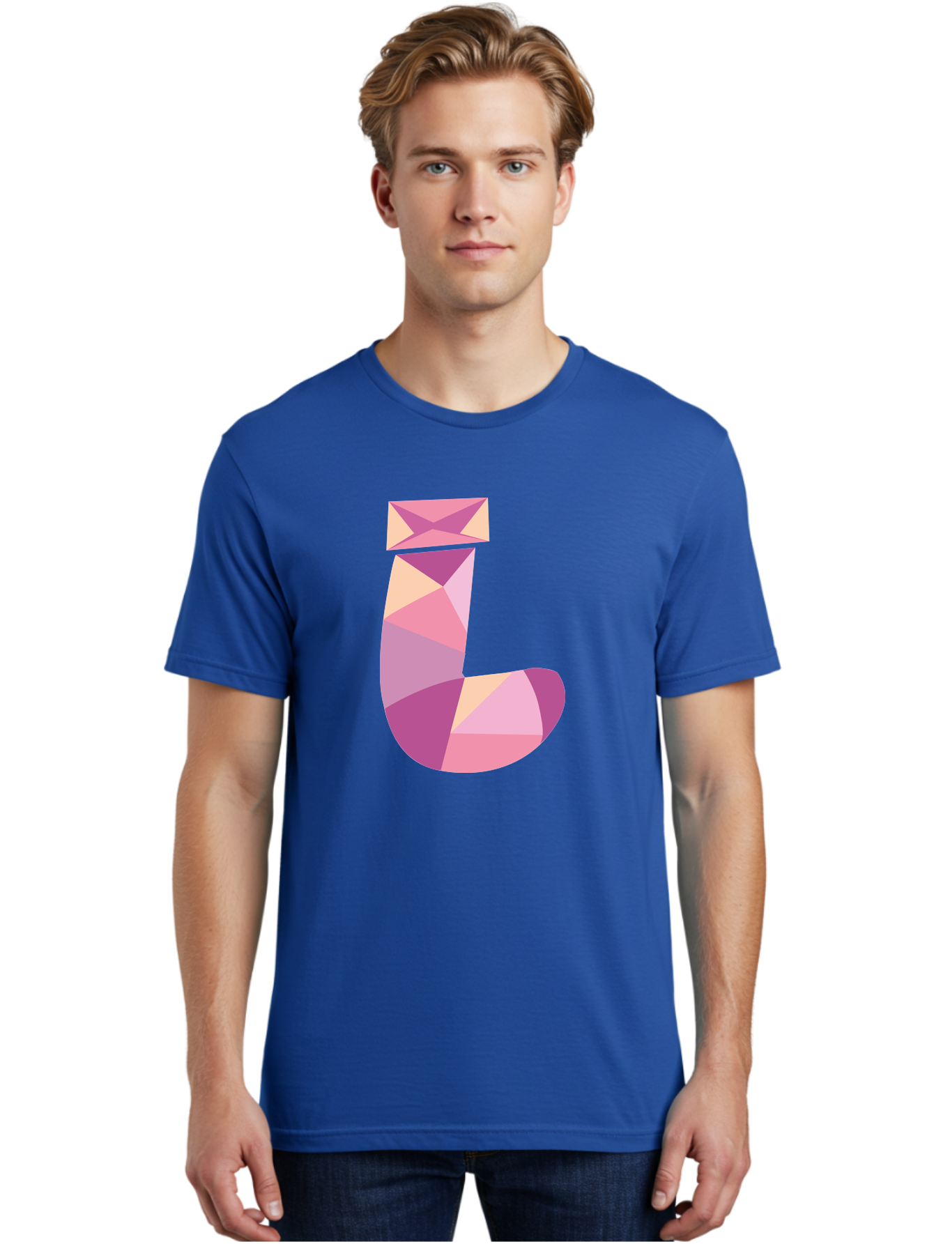 J-1 Men'S Graphic Tee, 100% Cotton, Comfortable Casual Summer Wear, Machine Washable, Geometric Shapes, Abstract Art, Letterform, Typography, Pastel Colors, Pink Hues, Purple Tones, Modern Design, Creative Expression, Artistic Style Aac904 24