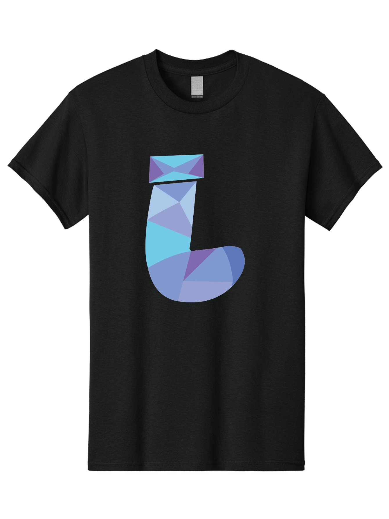 J-2 Men'S Graphic Tee, 100% Cotton, Comfortable Casual Summer Wear, Machine Washable, Geometric Letter J, Abstract Art, Low Poly Design, Blue And Purple Hues, Modern Typography, Stylized Alphabet, Digital Graphic Aac905 5