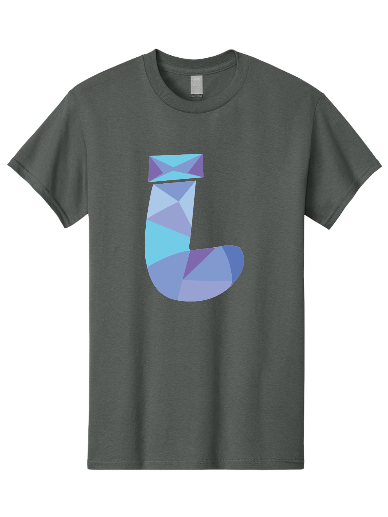 J-2 Men'S Graphic Tee, 100% Cotton, Comfortable Casual Summer Wear, Machine Washable, Geometric Letter J, Abstract Art, Low Poly Design, Blue And Purple Hues, Modern Typography, Stylized Alphabet, Digital Graphic Aac905 15