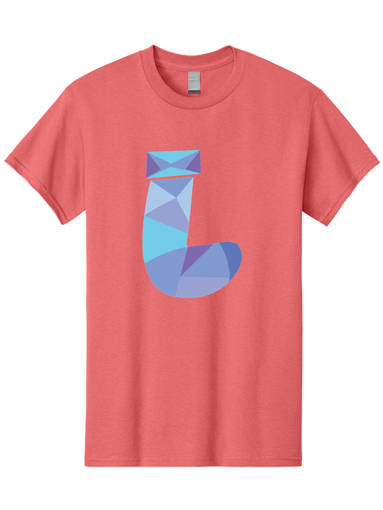 J-2 Men'S Graphic Tee, 100% Cotton, Comfortable Casual Summer Wear, Machine Washable, Geometric Letter J, Abstract Art, Low Poly Design, Blue And Purple Hues, Modern Typography, Stylized Alphabet, Digital Graphic Aac905 7