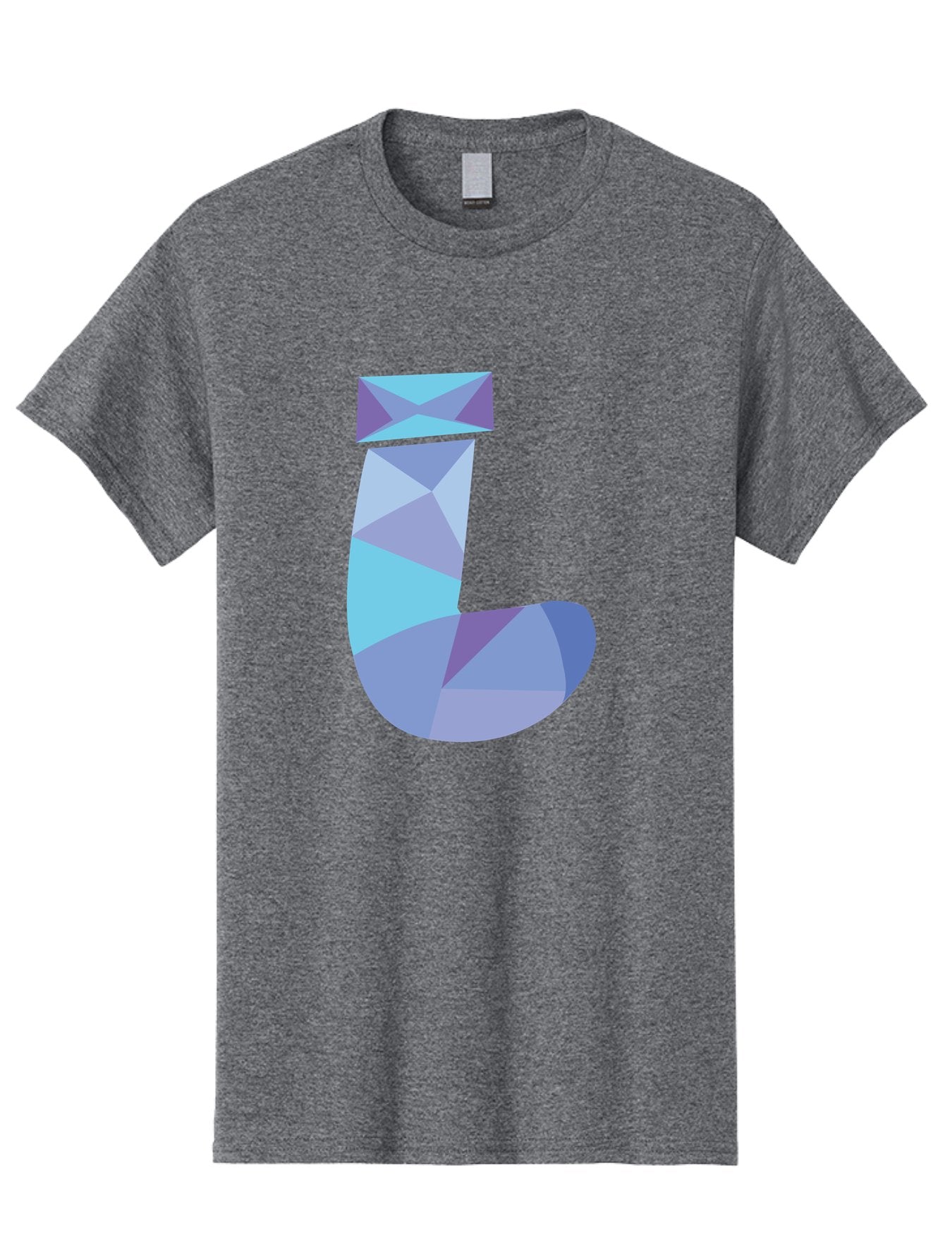 J-2 Men'S Graphic Tee, 100% Cotton, Comfortable Casual Summer Wear, Machine Washable, Geometric Letter J, Abstract Art, Low Poly Design, Blue And Purple Hues, Modern Typography, Stylized Alphabet, Digital Graphic Aac905 7