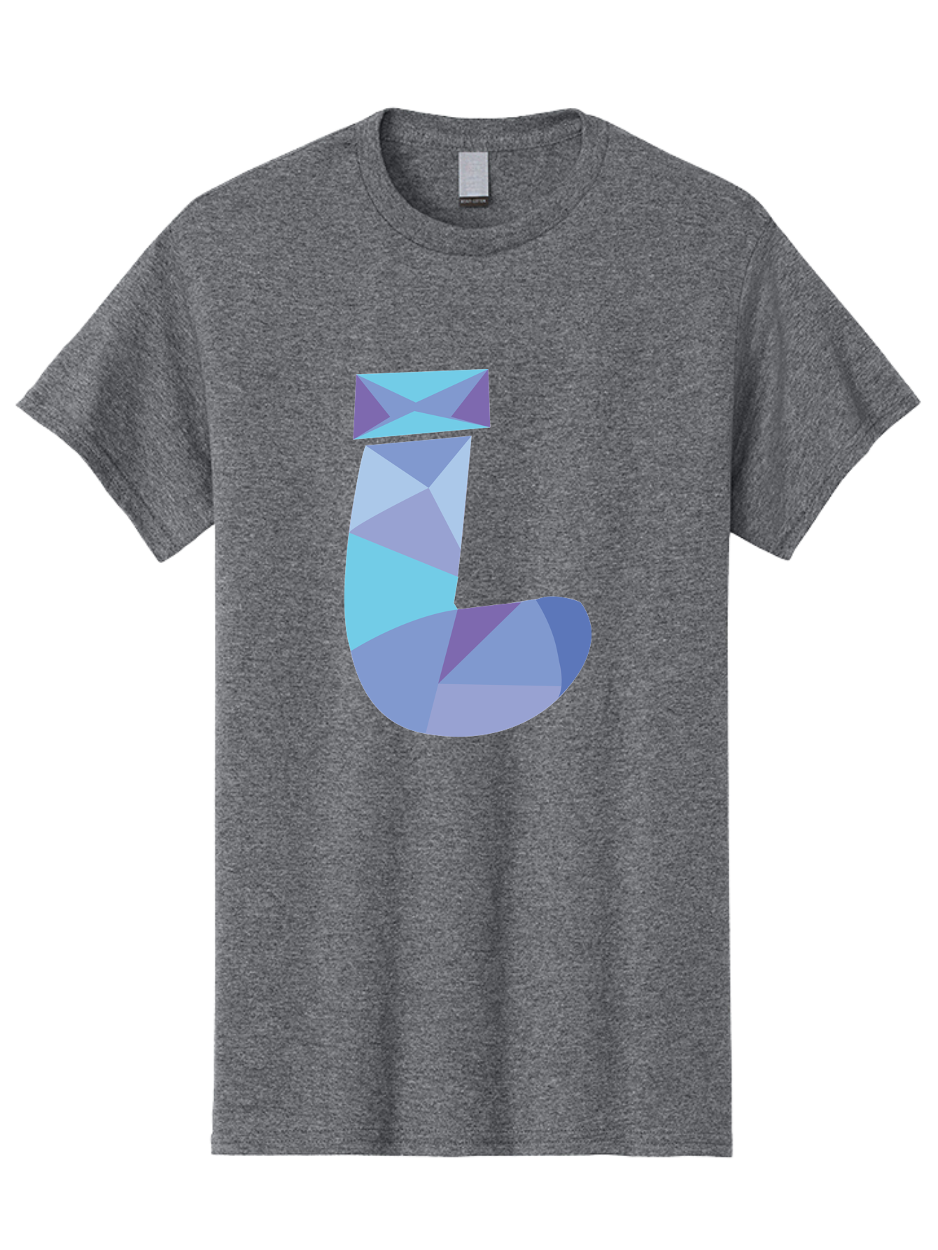 J-2 Men'S Graphic Tee, 100% Cotton, Comfortable Casual Summer Wear, Machine Washable, Geometric Letter J, Abstract Art, Low Poly Design, Blue And Purple Hues, Modern Typography, Stylized Alphabet, Digital Graphic Aac905 25