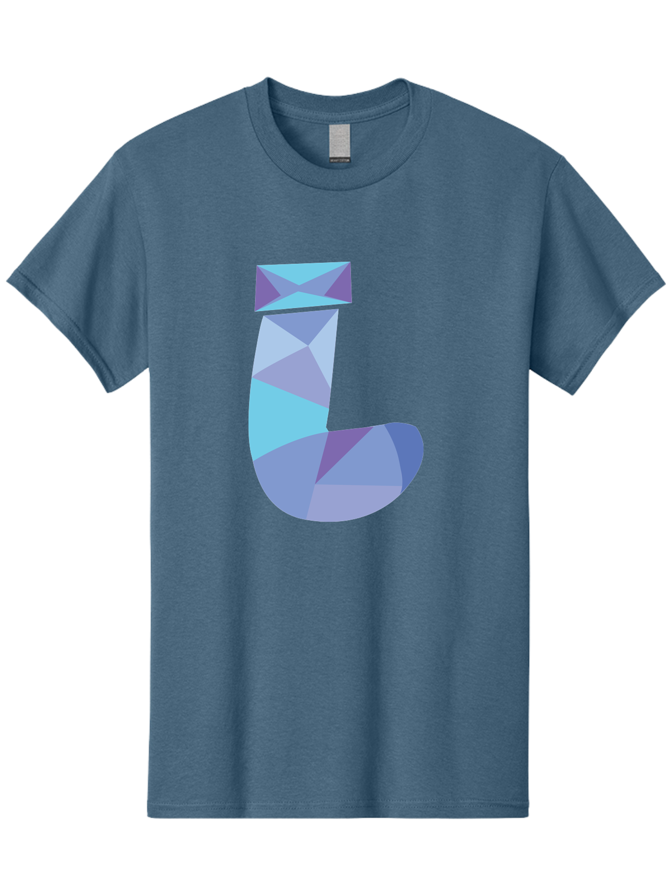 J-2 Men'S Graphic Tee, 100% Cotton, Comfortable Casual Summer Wear, Machine Washable, Geometric Letter J, Abstract Art, Low Poly Design, Blue And Purple Hues, Modern Typography, Stylized Alphabet, Digital Graphic Aac905 29