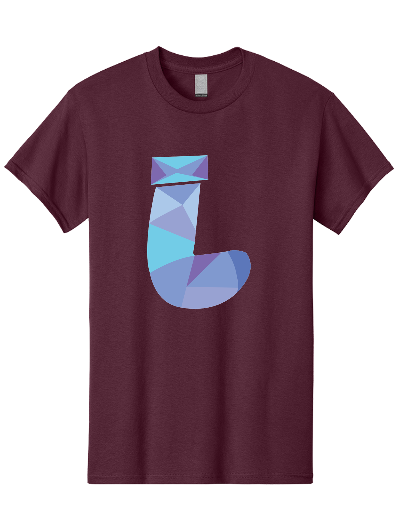 J-2 Men'S Graphic Tee, 100% Cotton, Comfortable Casual Summer Wear, Machine Washable, Geometric Letter J, Abstract Art, Low Poly Design, Blue And Purple Hues, Modern Typography, Stylized Alphabet, Digital Graphic Aac905 23