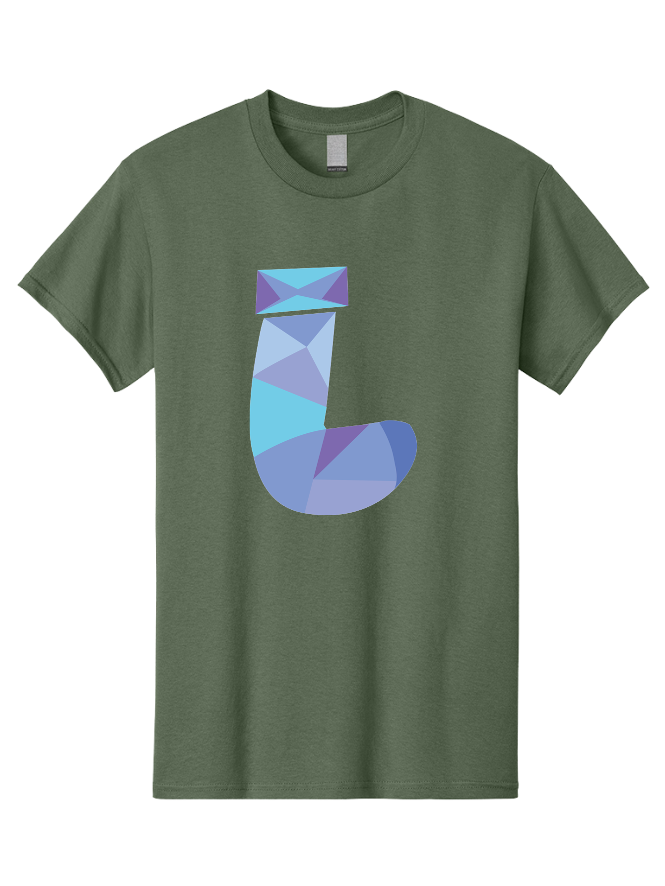 J-2 Men'S Graphic Tee, 100% Cotton, Comfortable Casual Summer Wear, Machine Washable, Geometric Letter J, Abstract Art, Low Poly Design, Blue And Purple Hues, Modern Typography, Stylized Alphabet, Digital Graphic Aac905 27